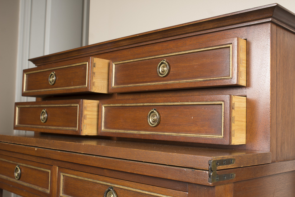 Vintage Neoclassical Style Mahogany Writing Desk by Johnson Furniture Company