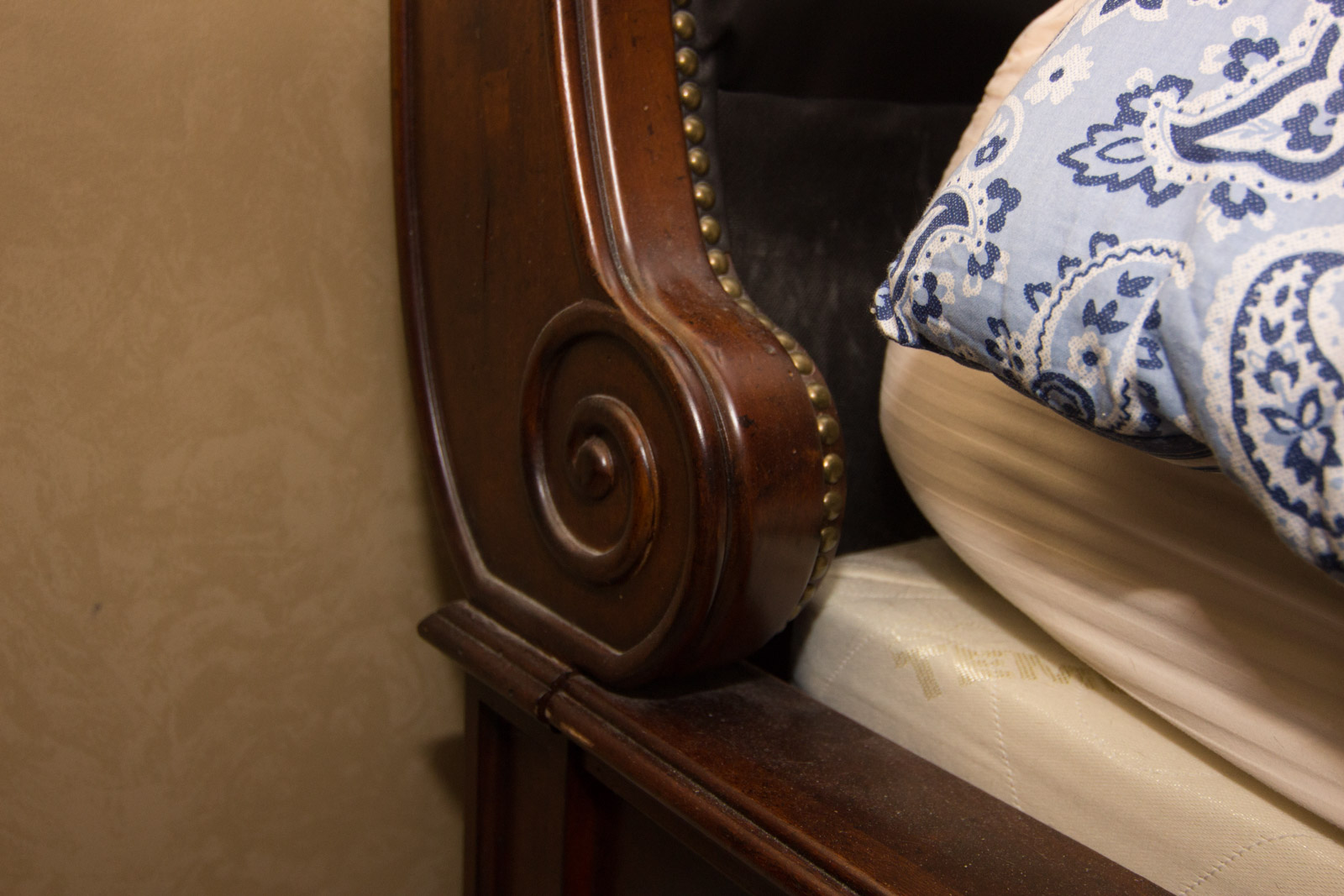 King-Size Tufted Leather Sleigh Bed Frame