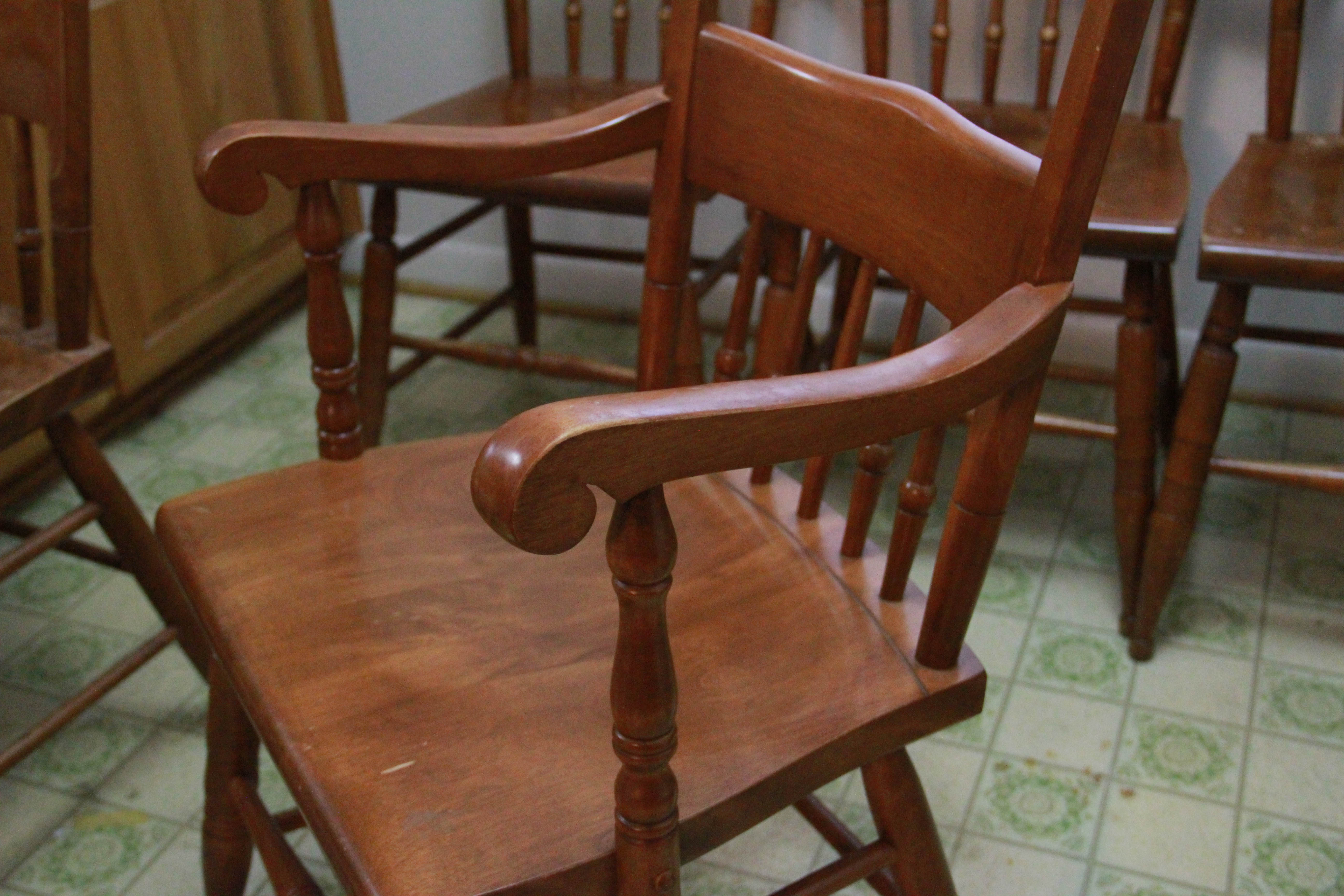Vintage Dining Table with Leaf Inserts and Chairs
