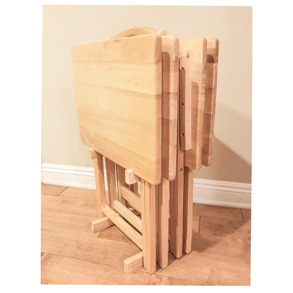 Wood Folding Table Trays and Stand