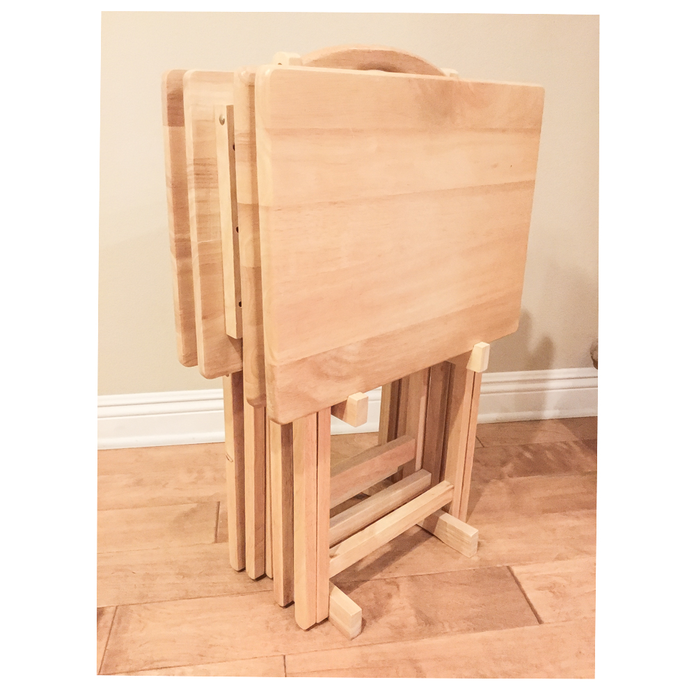 Wood Folding Table Trays and Stand