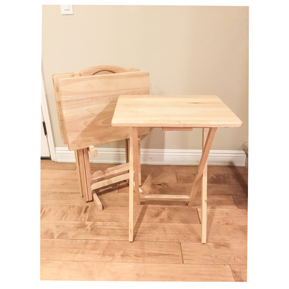 Wood Folding Table Trays and Stand