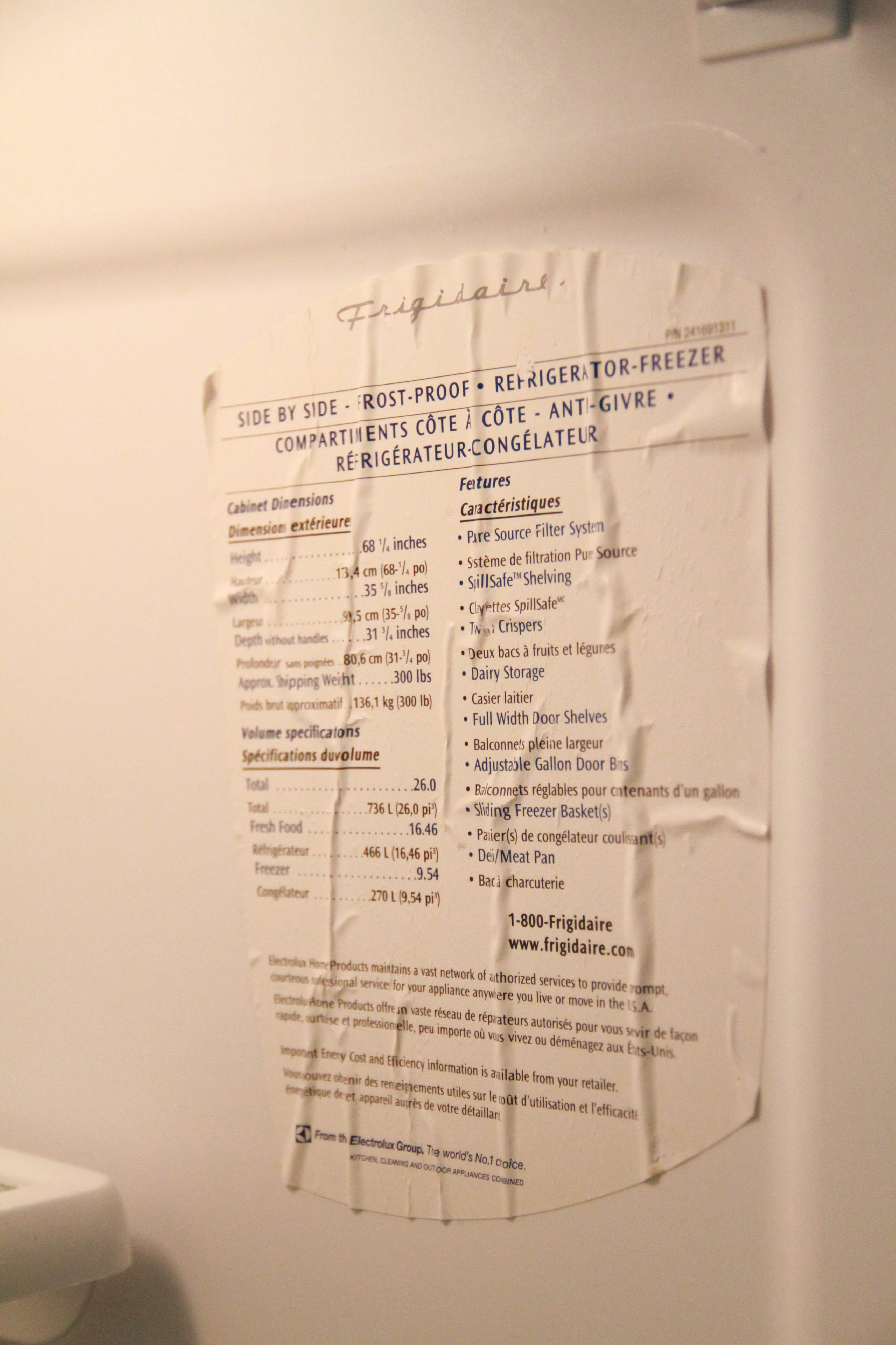 Frigidaire Side-by-Side Refrigerator