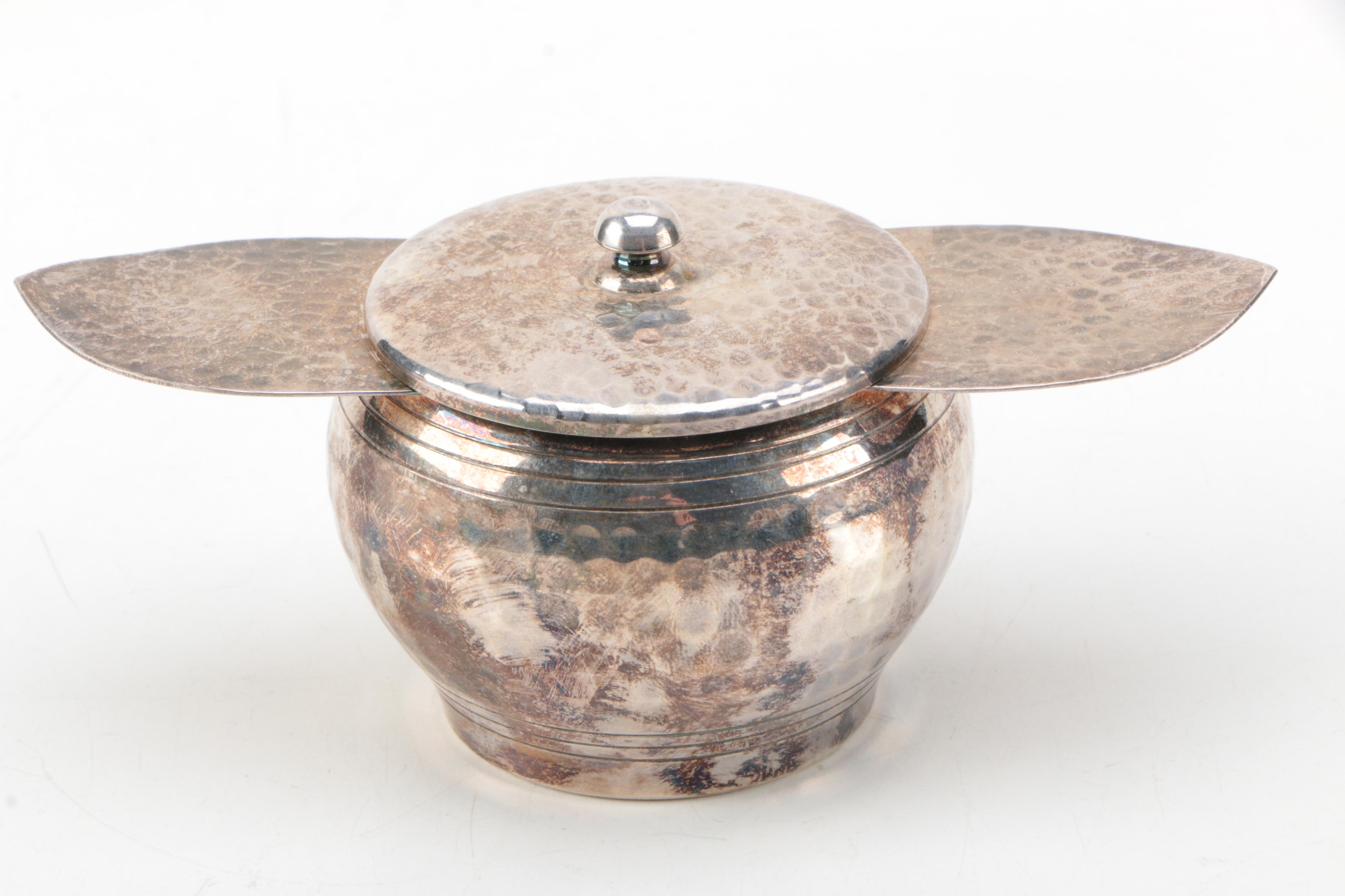 Stainless Steel Tea Kettle with Empire Crafts Silver Plate Sugar and Creamer