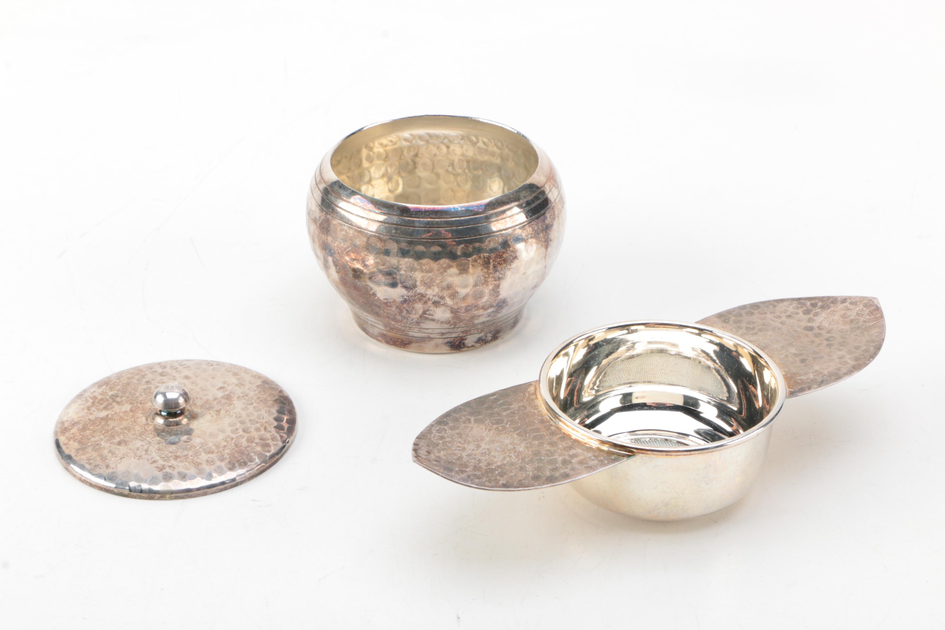 Stainless Steel Tea Kettle with Empire Crafts Silver Plate Sugar and Creamer