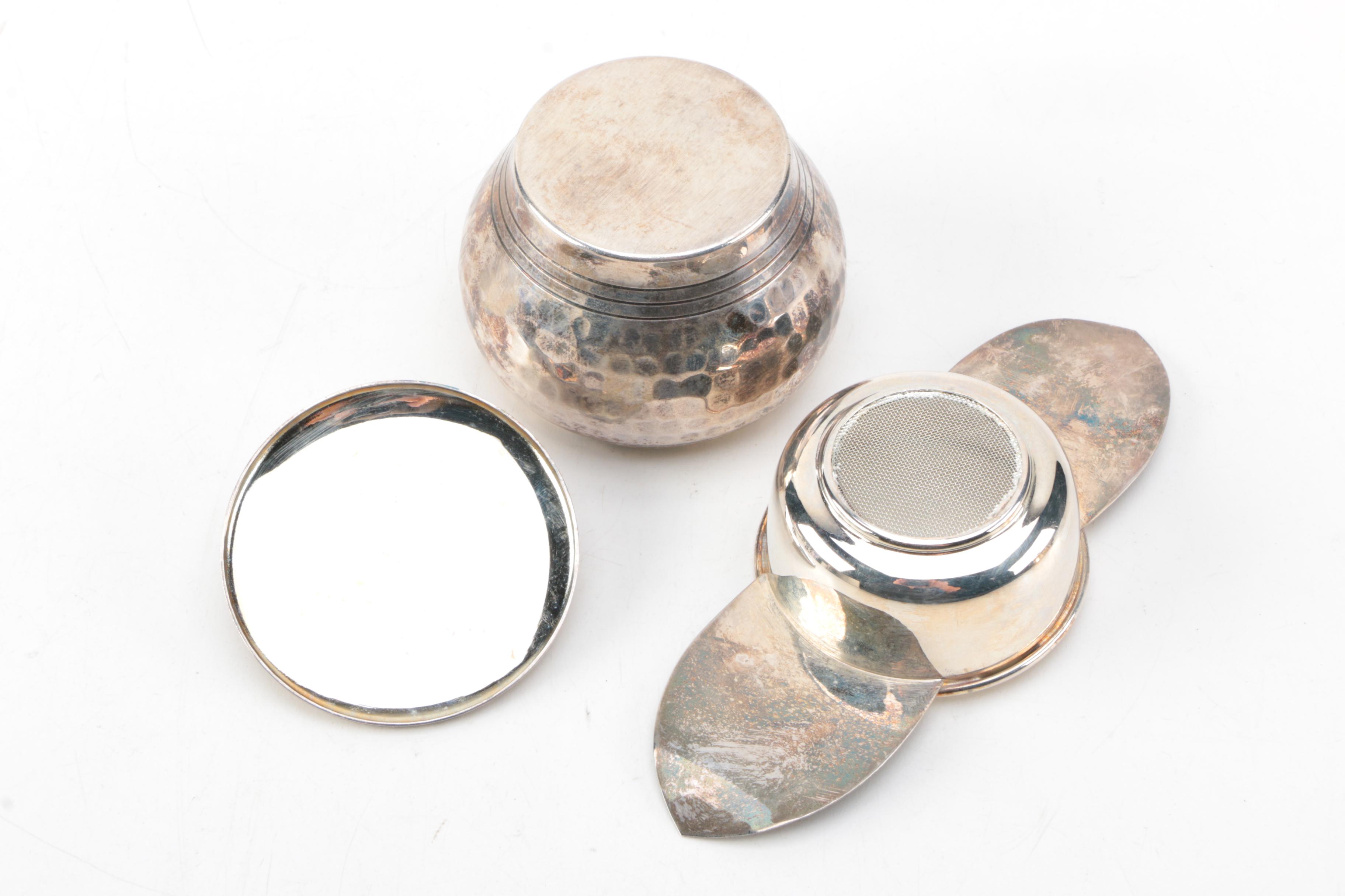 Stainless Steel Tea Kettle with Empire Crafts Silver Plate Sugar and Creamer