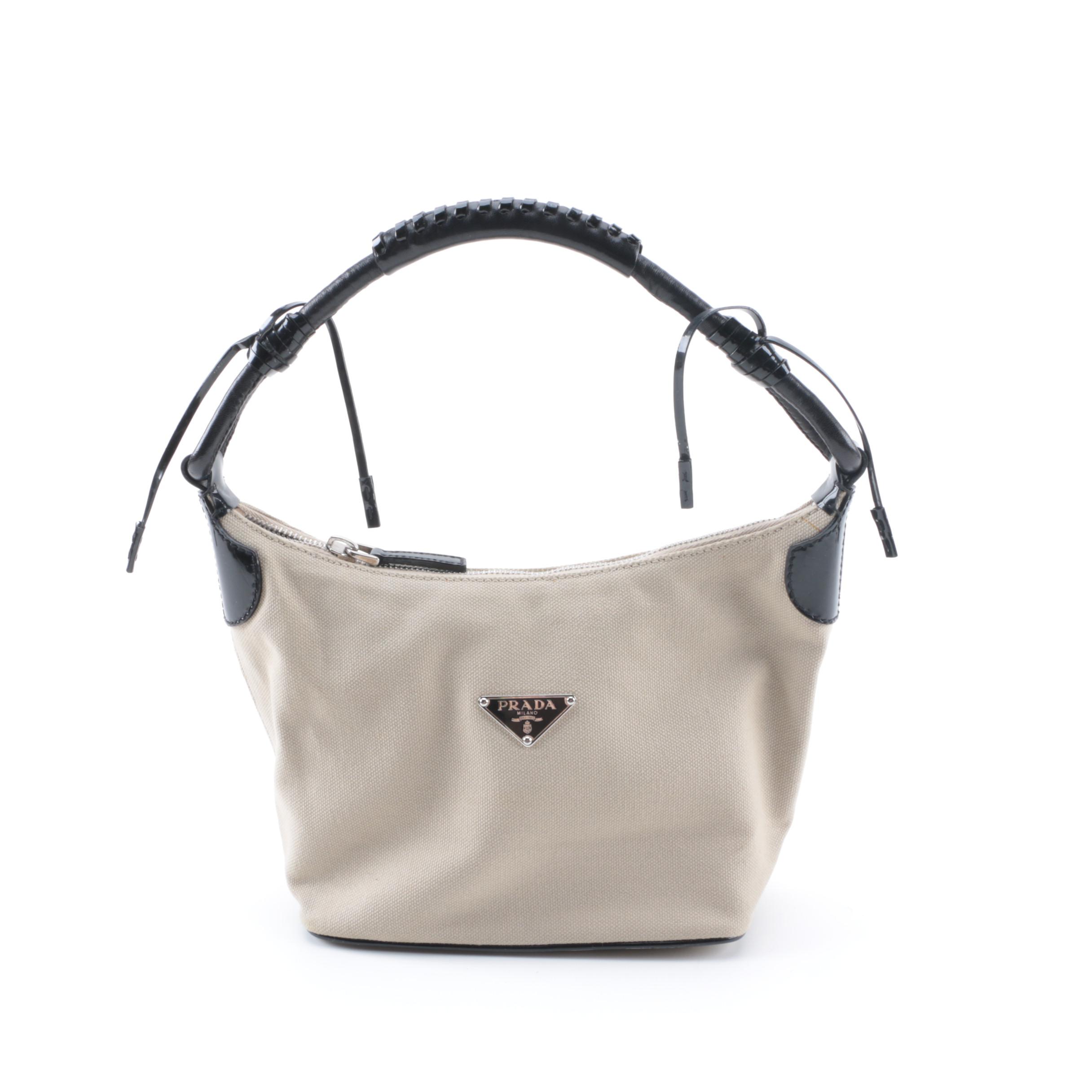 Prada Canvas and Leather Hobo Bag