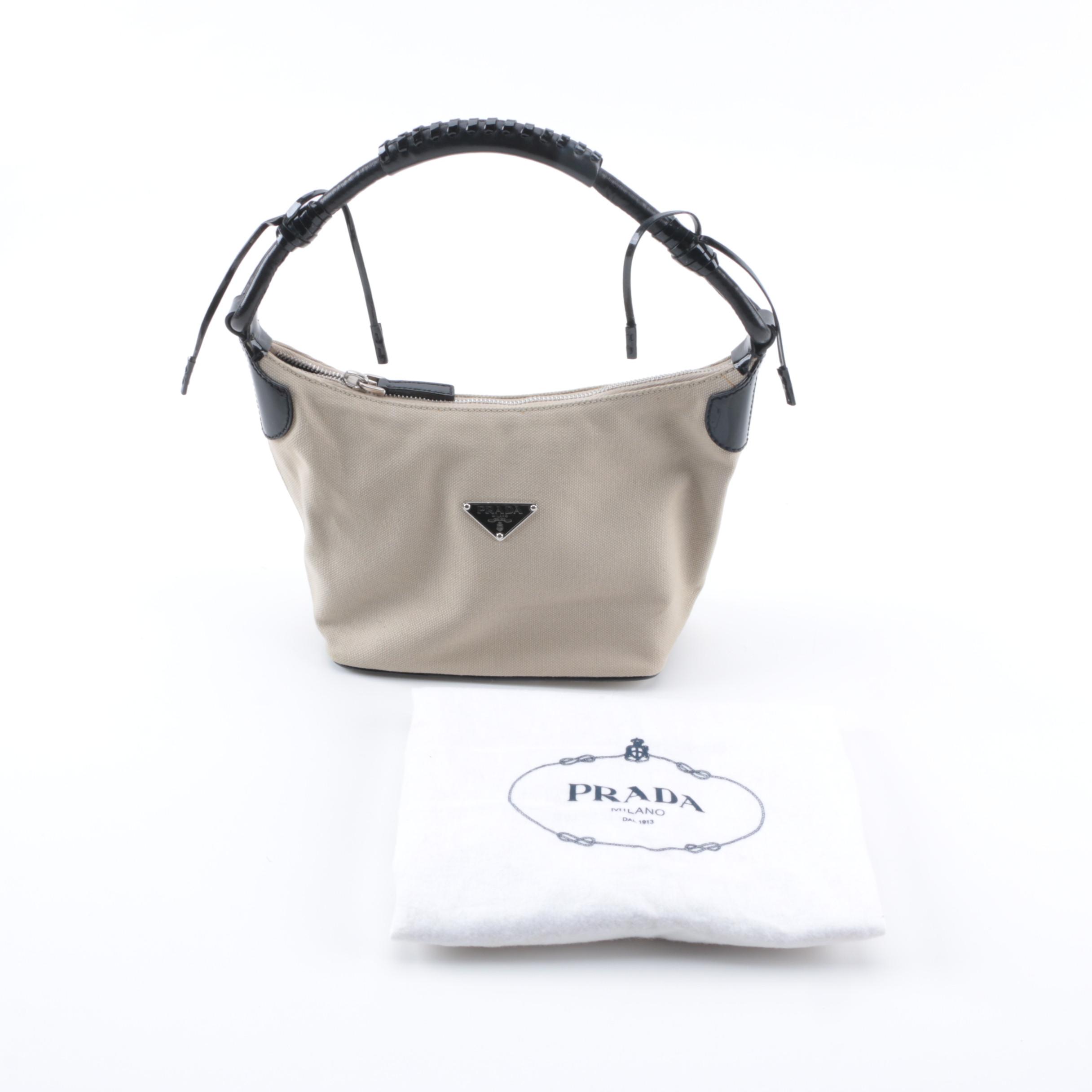 Prada Canvas and Leather Hobo Bag