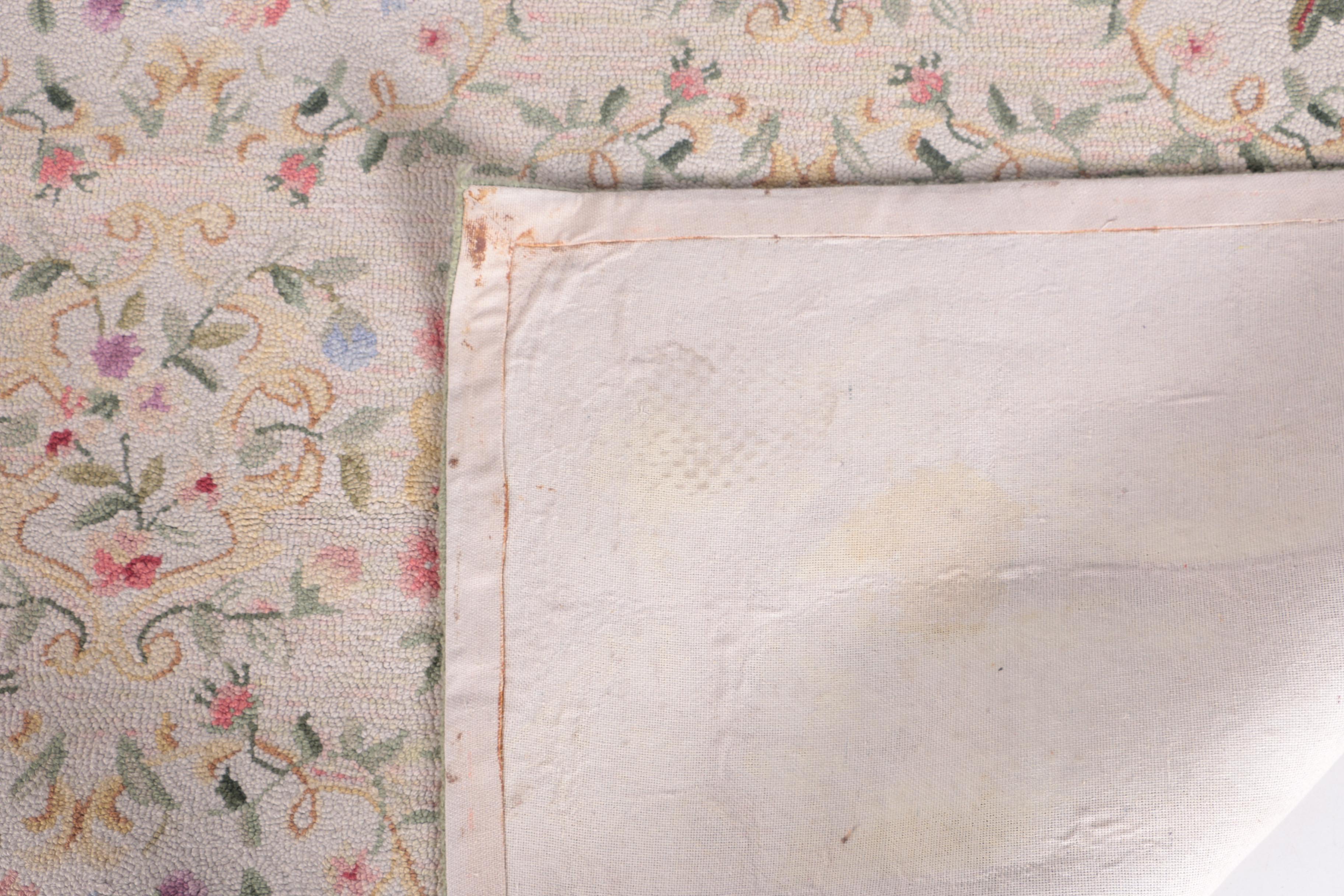 Hooked Floral Wool Area Rug