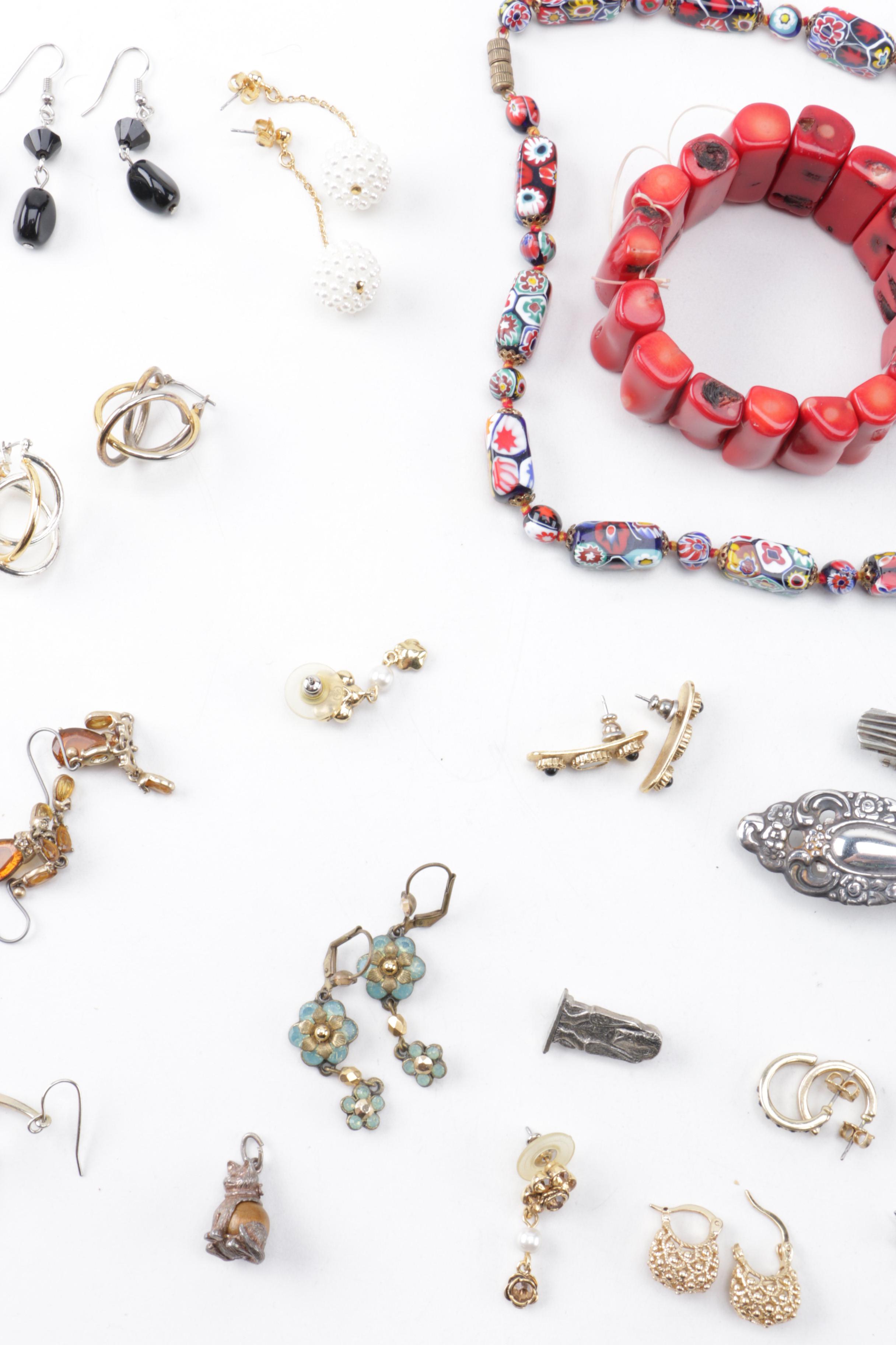 Assortment of Costume Jewelry Including Chanel Buttons