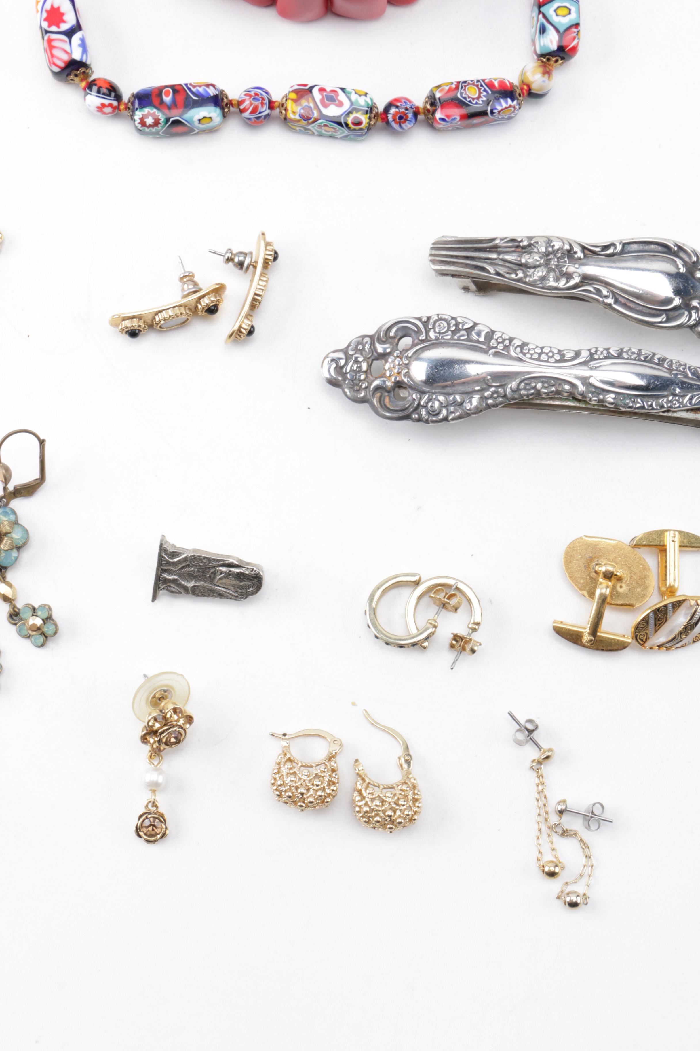Assortment of Costume Jewelry Including Chanel Buttons