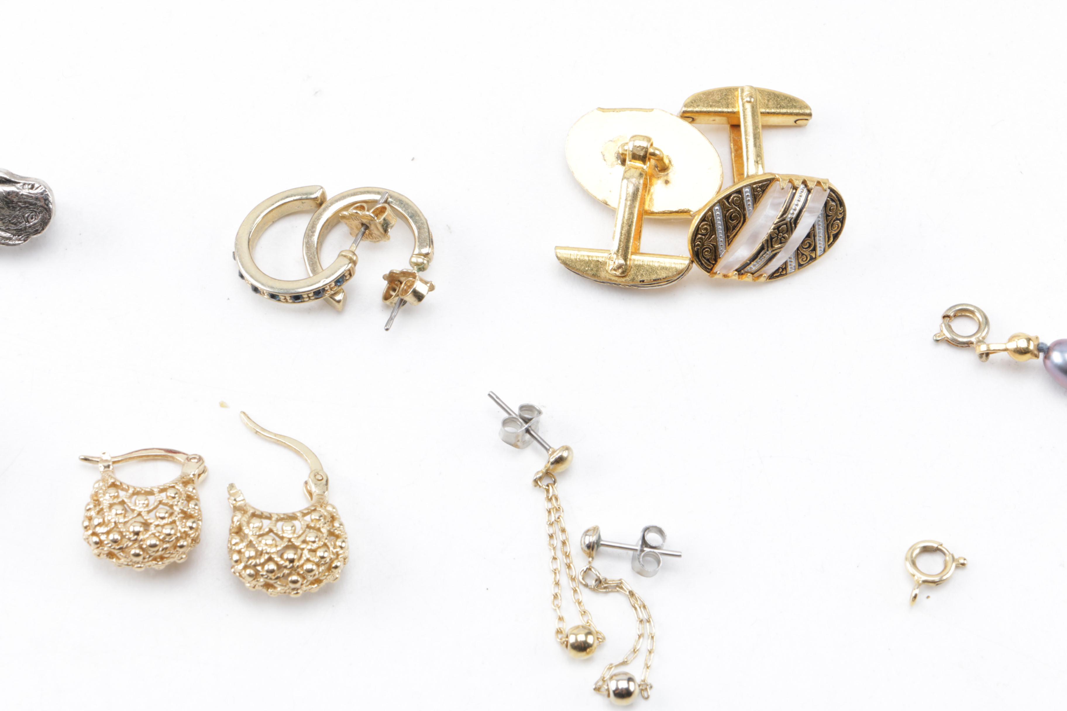 Assortment of Costume Jewelry Including Chanel Buttons