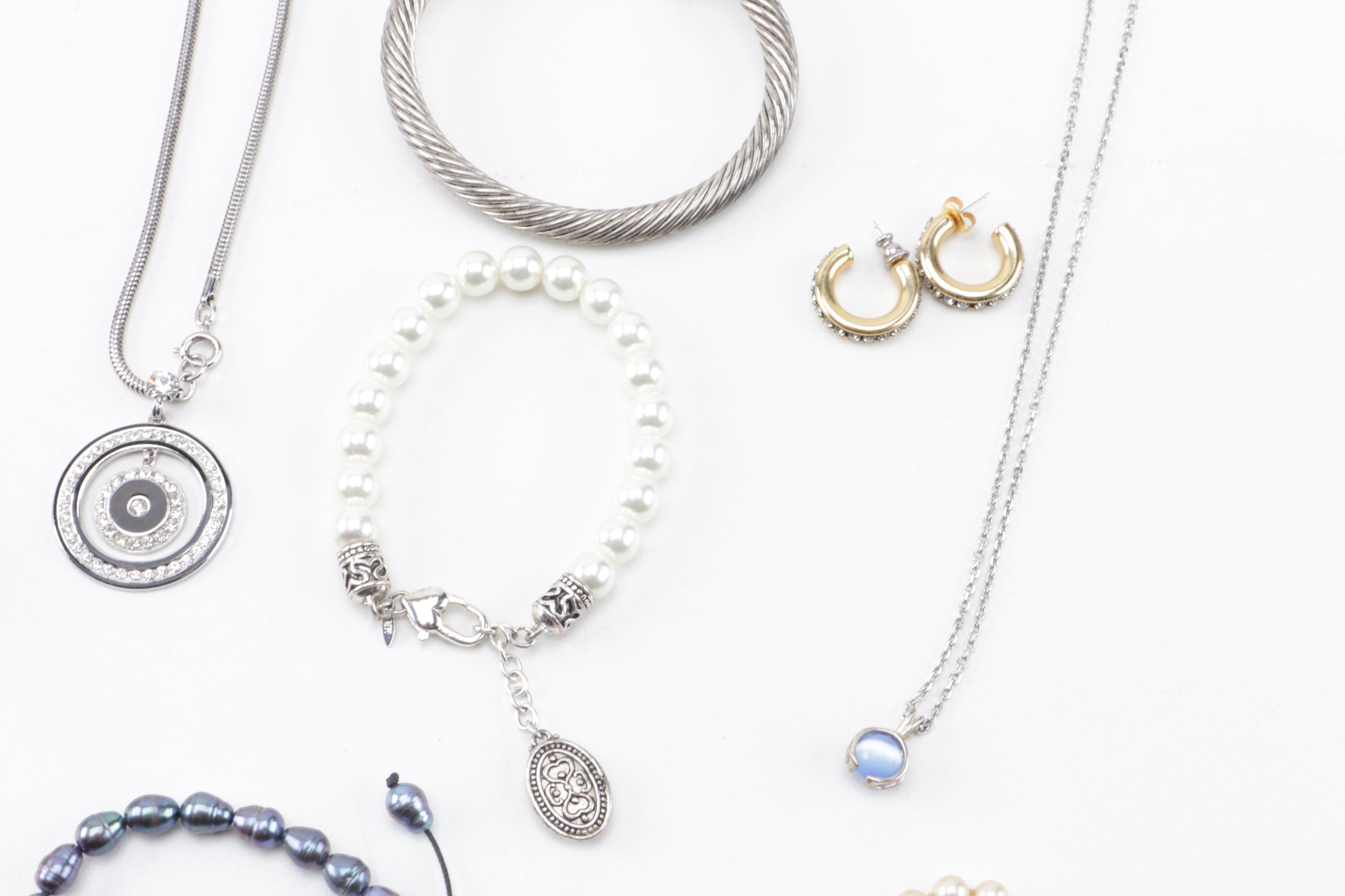 Assortment of Costume Jewelry Including Chanel Buttons