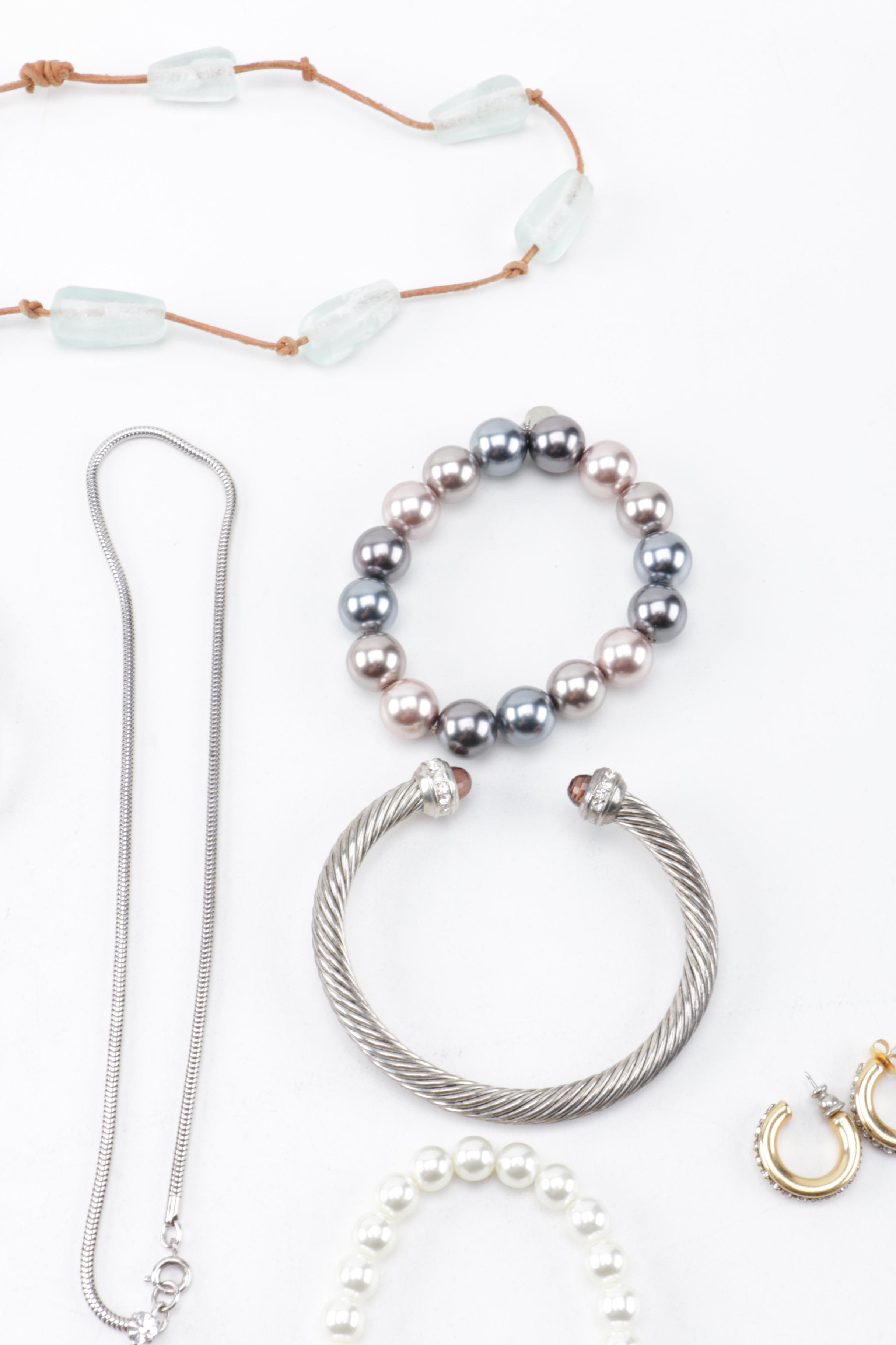 Assortment of Costume Jewelry Including Chanel Buttons