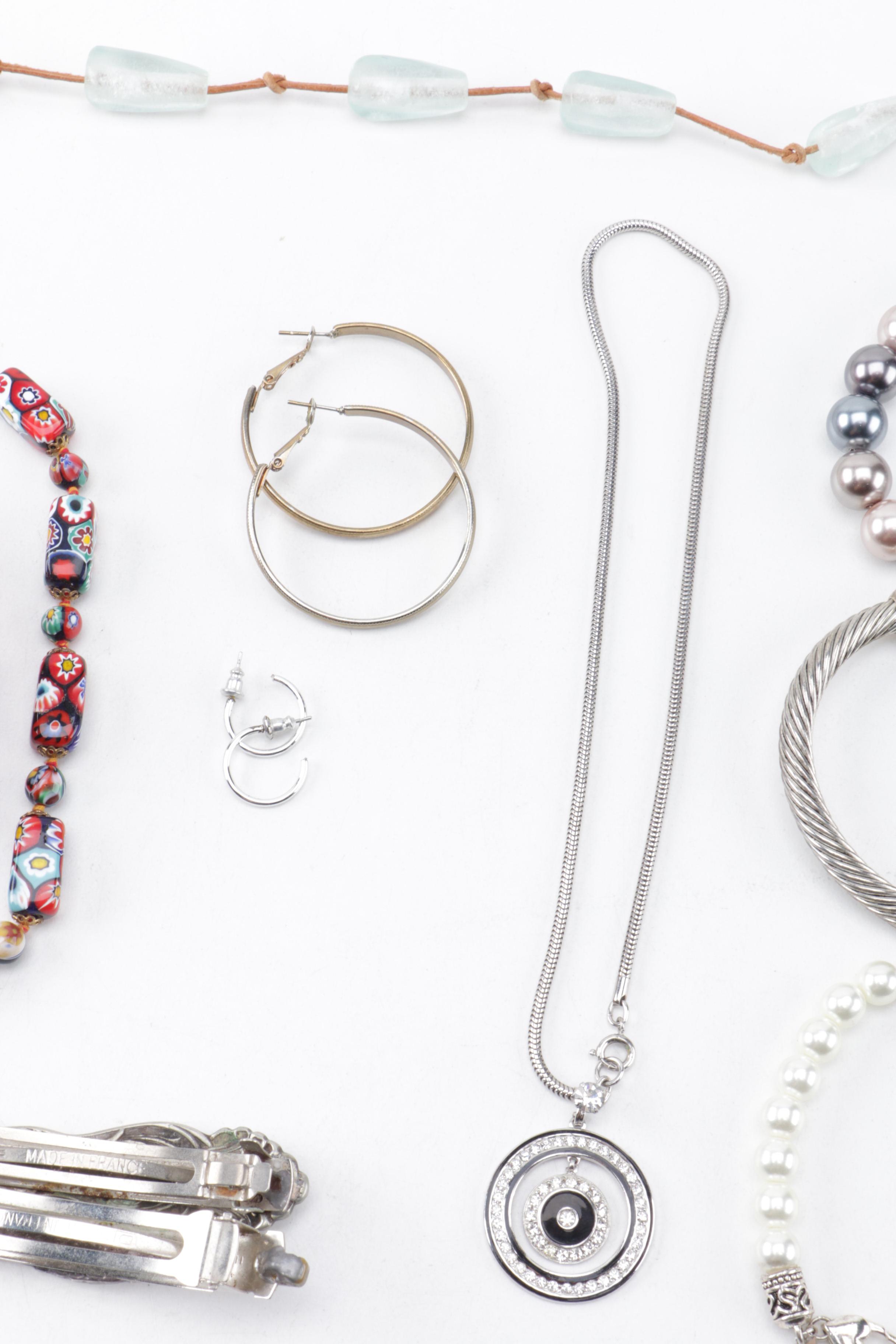 Assortment of Costume Jewelry Including Chanel Buttons