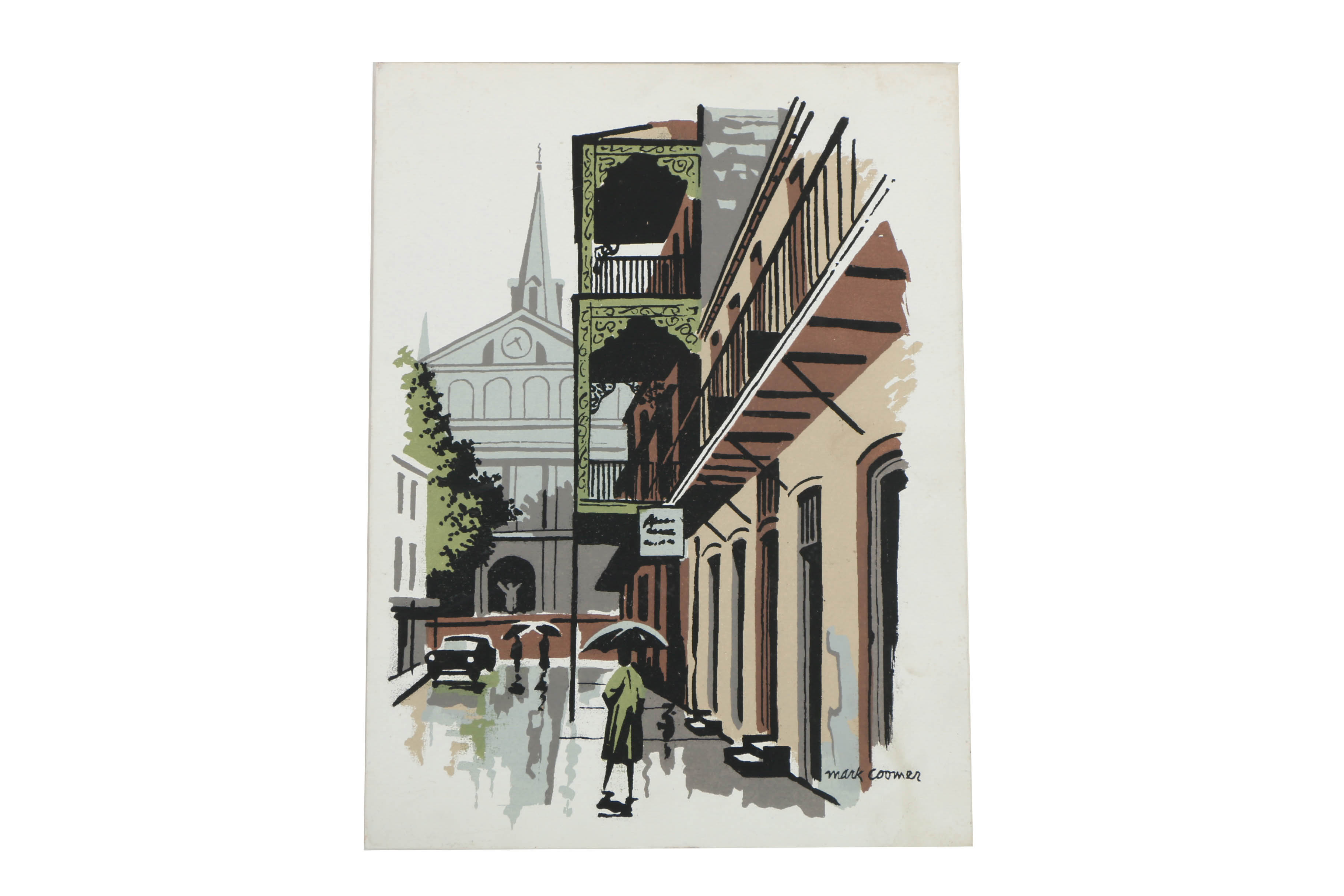 Collection of Mark Coomer Serigraphs on Board of Architecture