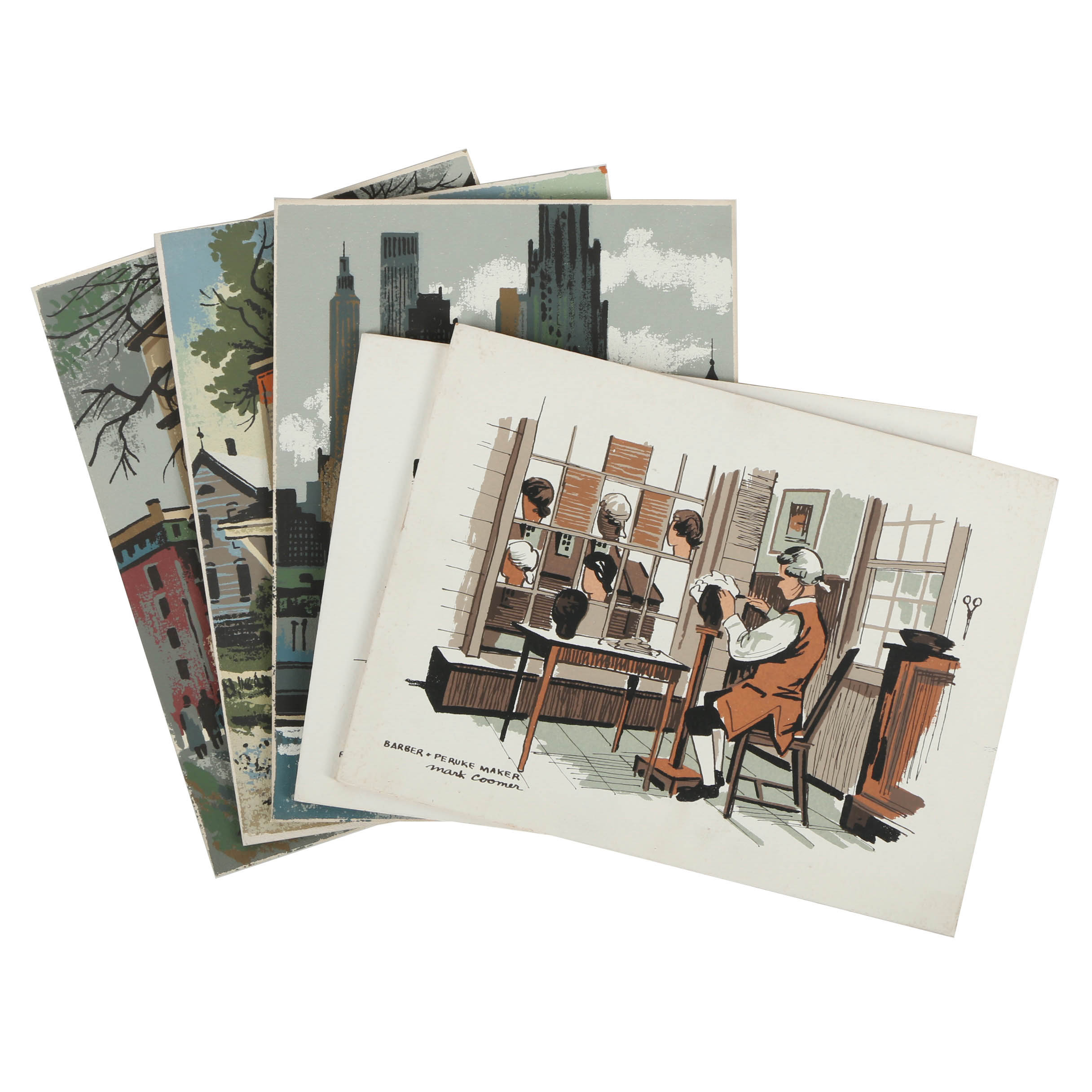 Collection of Mark Coomer Serigraphs on Boards of Architecture and Figures