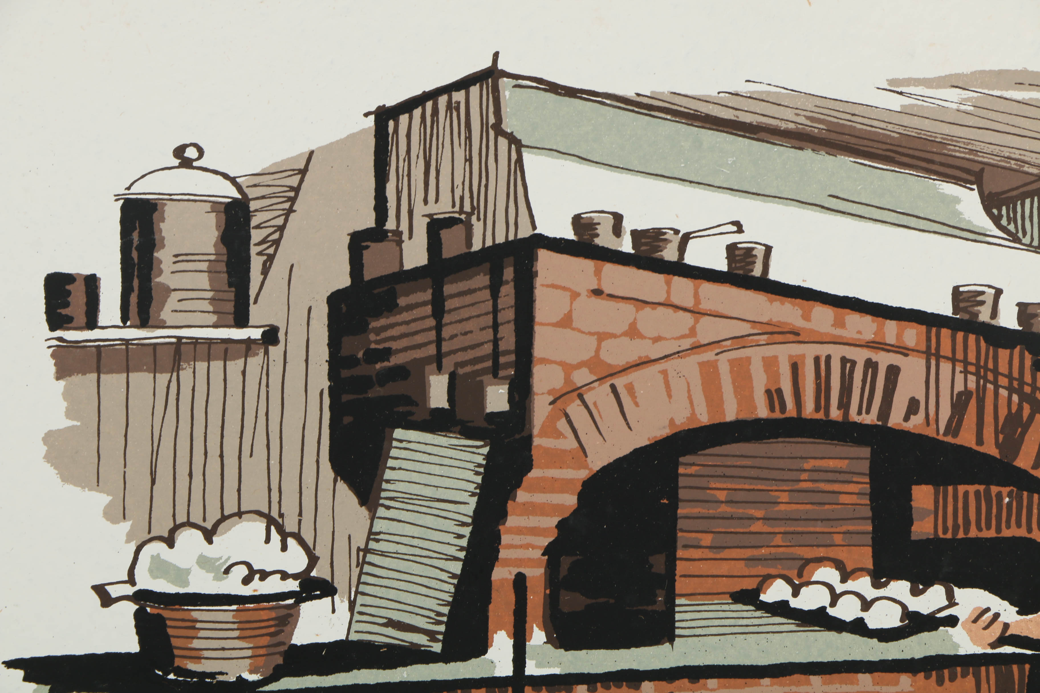 Collection of Mark Coomer Serigraphs on Boards of Architecture and Figures