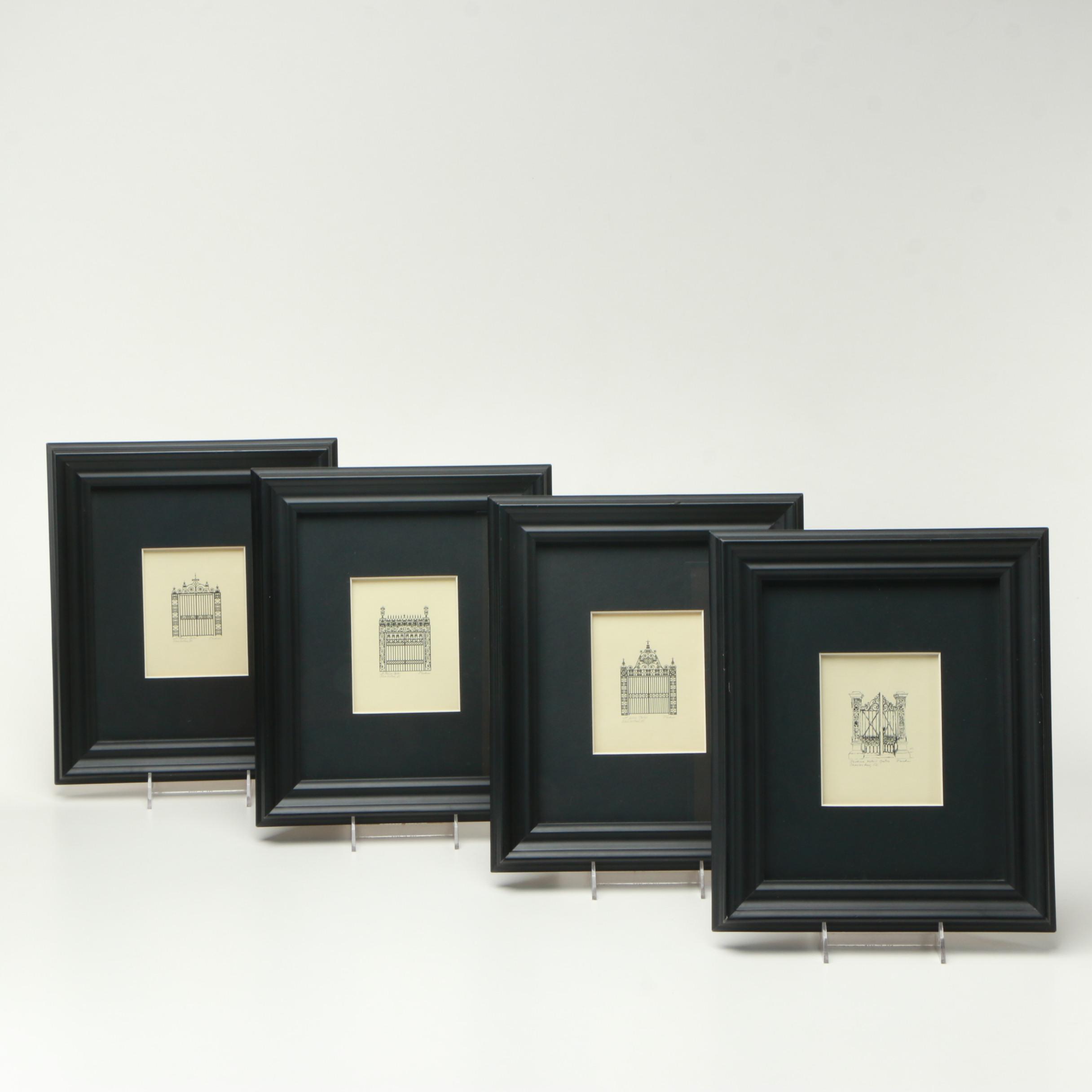 Set of Nicki Williams Lithographs of Gates of Charleston