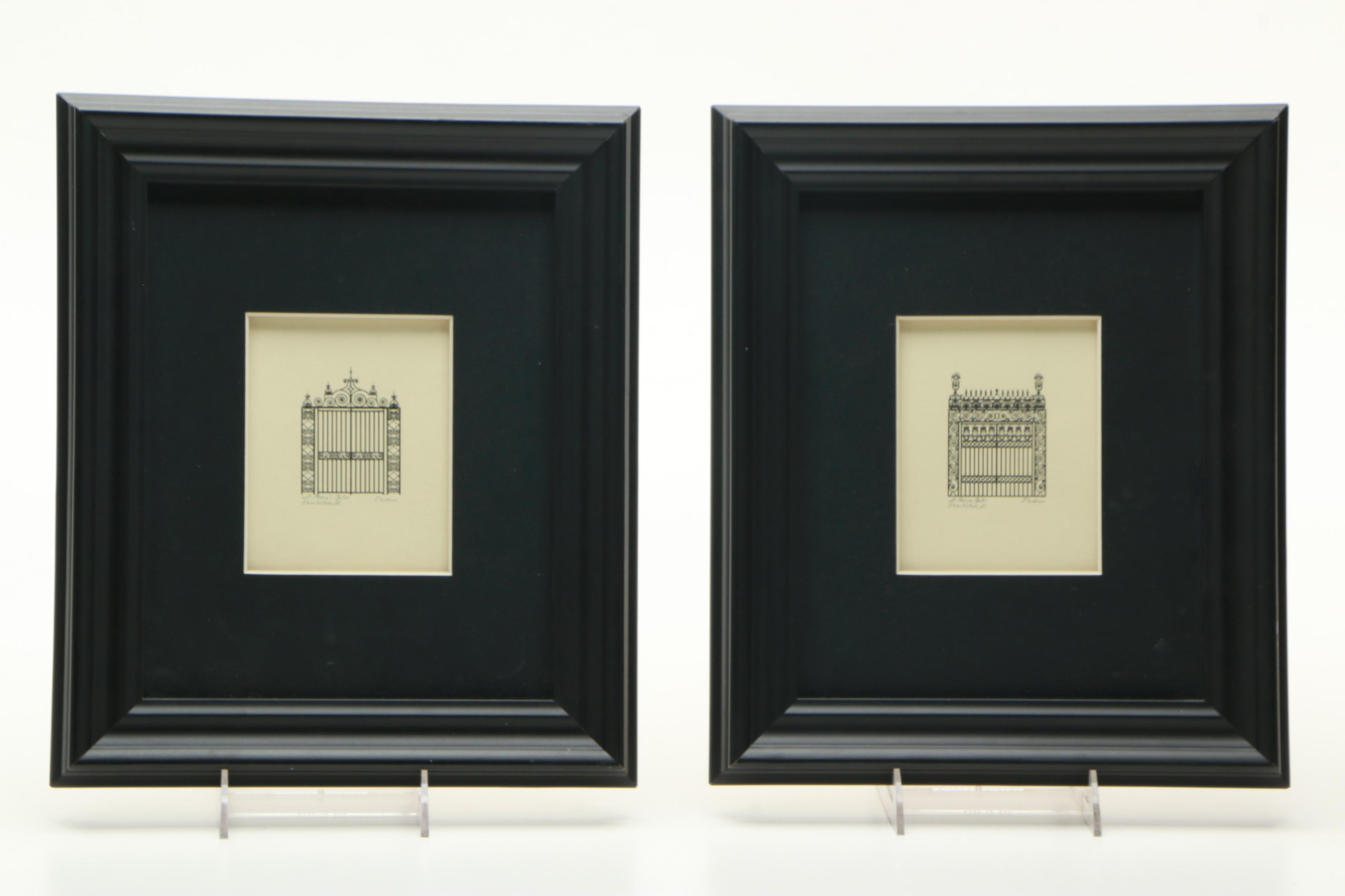 Set of Nicki Williams Lithographs of Gates of Charleston