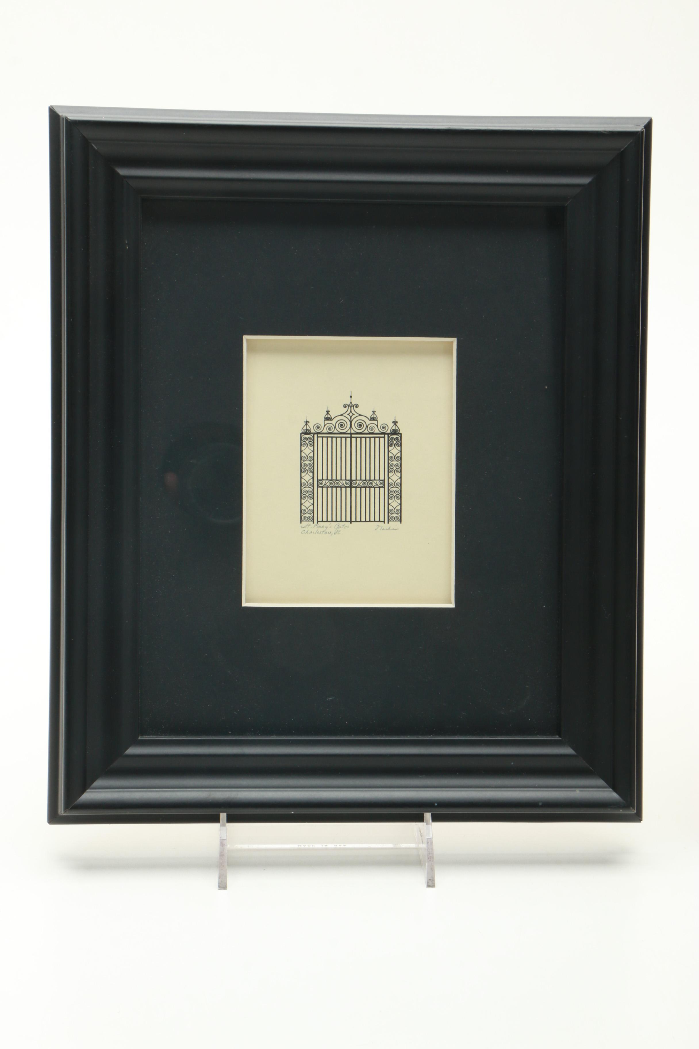 Set of Nicki Williams Lithographs of Gates of Charleston