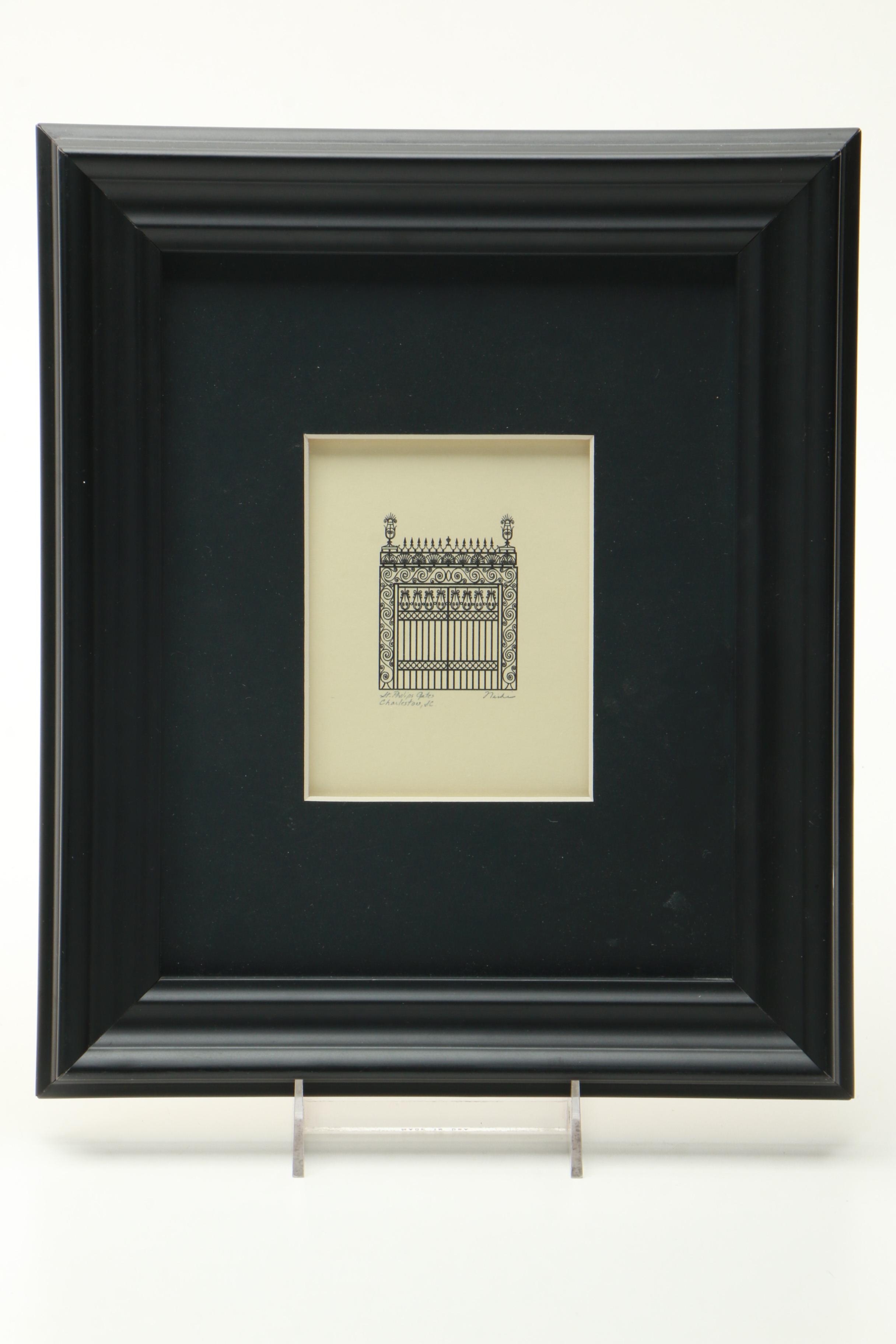 Set of Nicki Williams Lithographs of Gates of Charleston