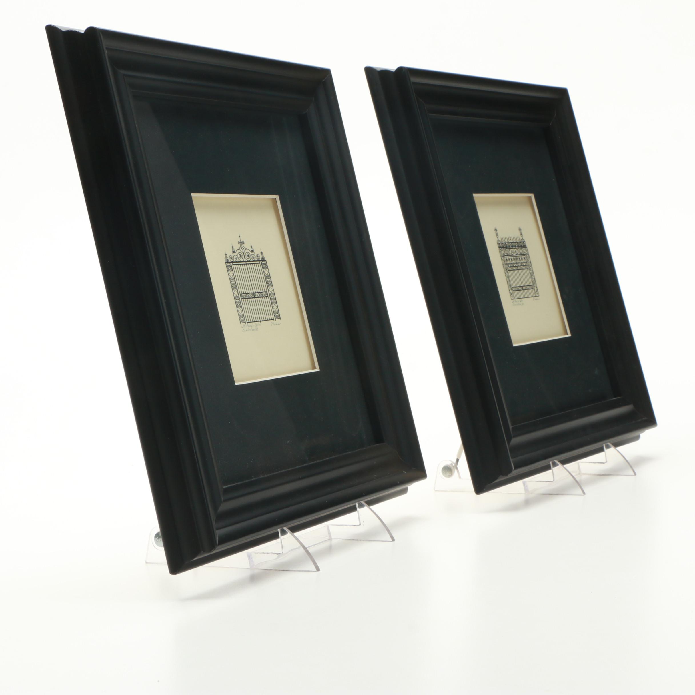 Set of Nicki Williams Lithographs of Gates of Charleston