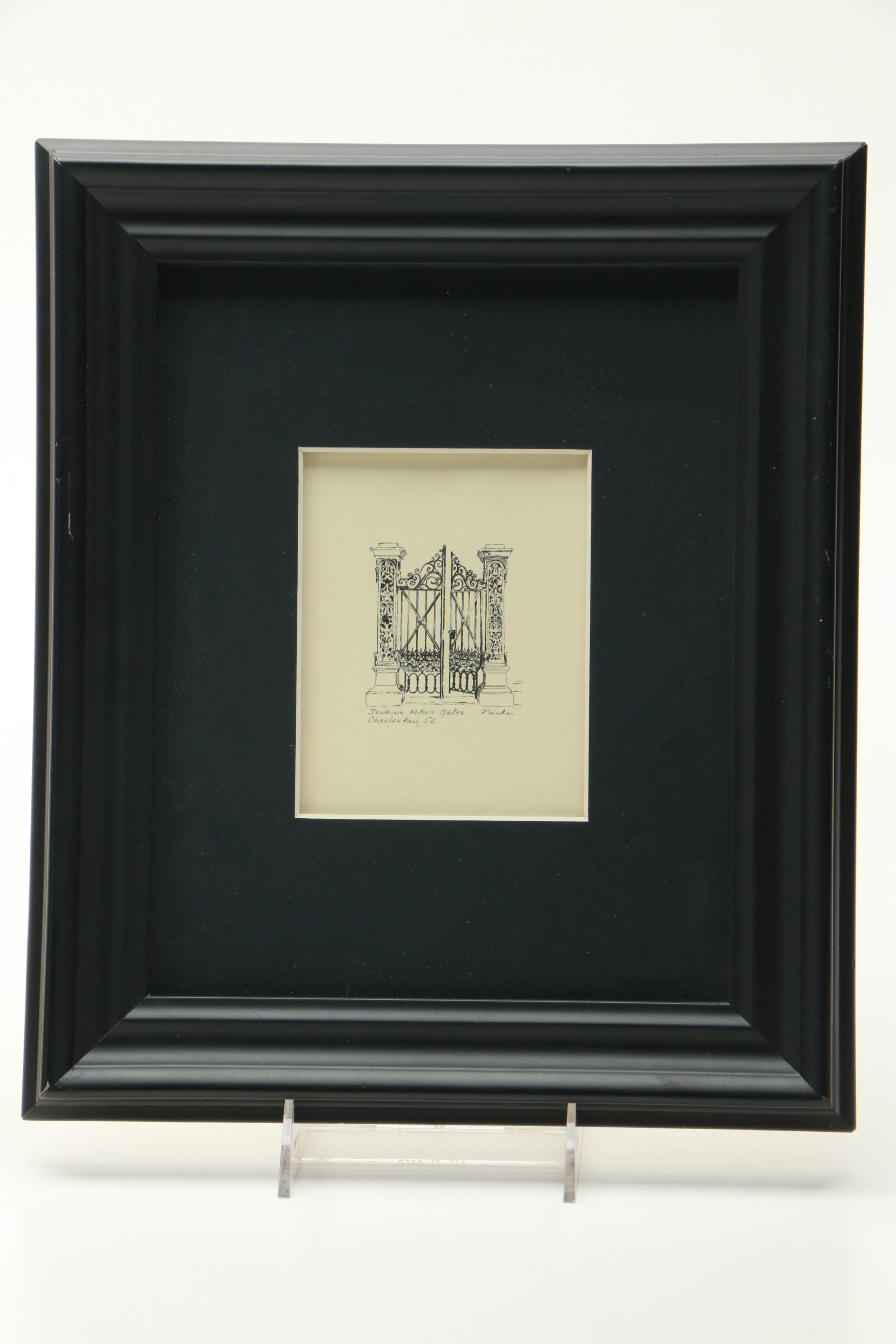 Set of Nicki Williams Lithographs of Gates of Charleston