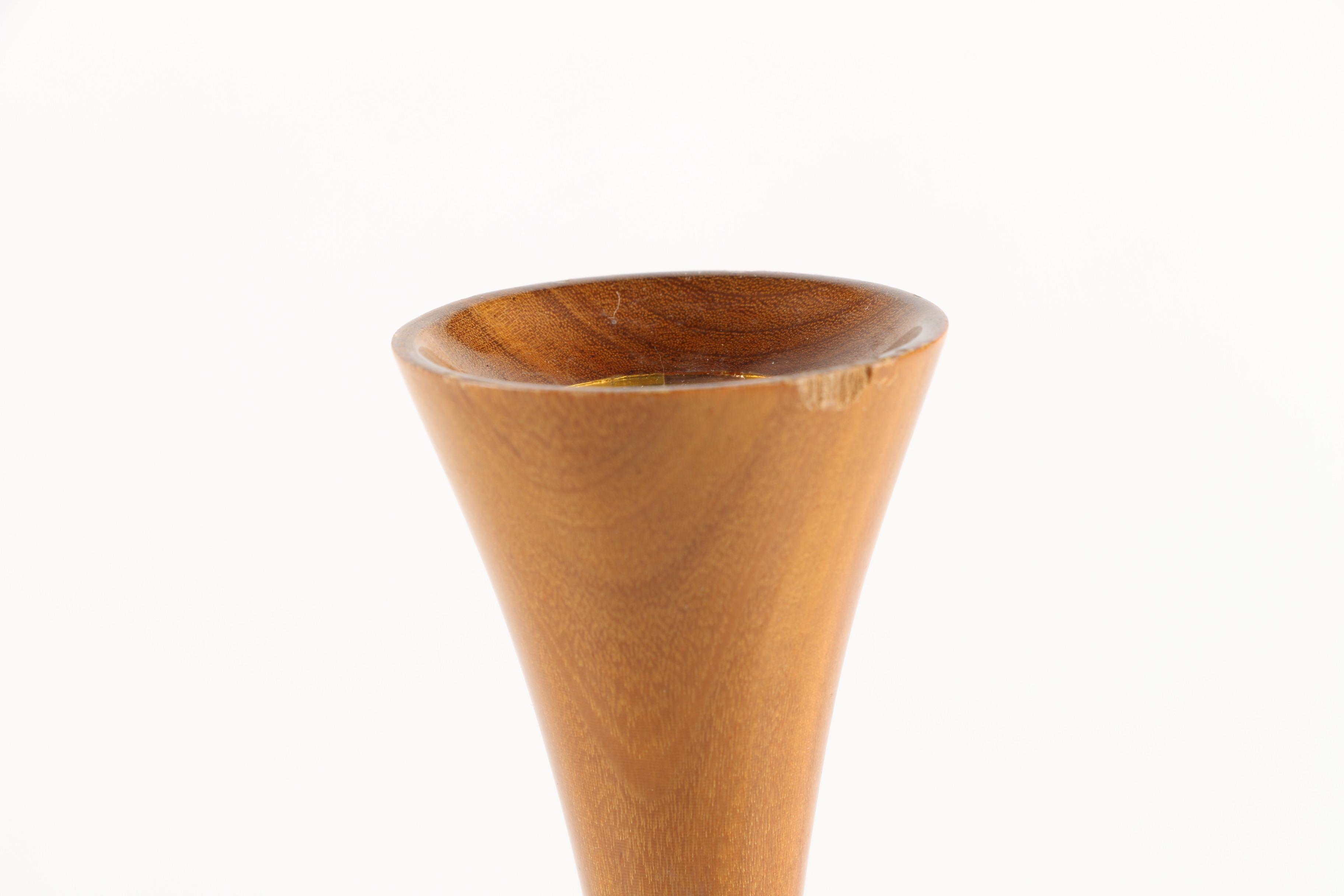 Danish Modern Weighted Wooden Candlesticks