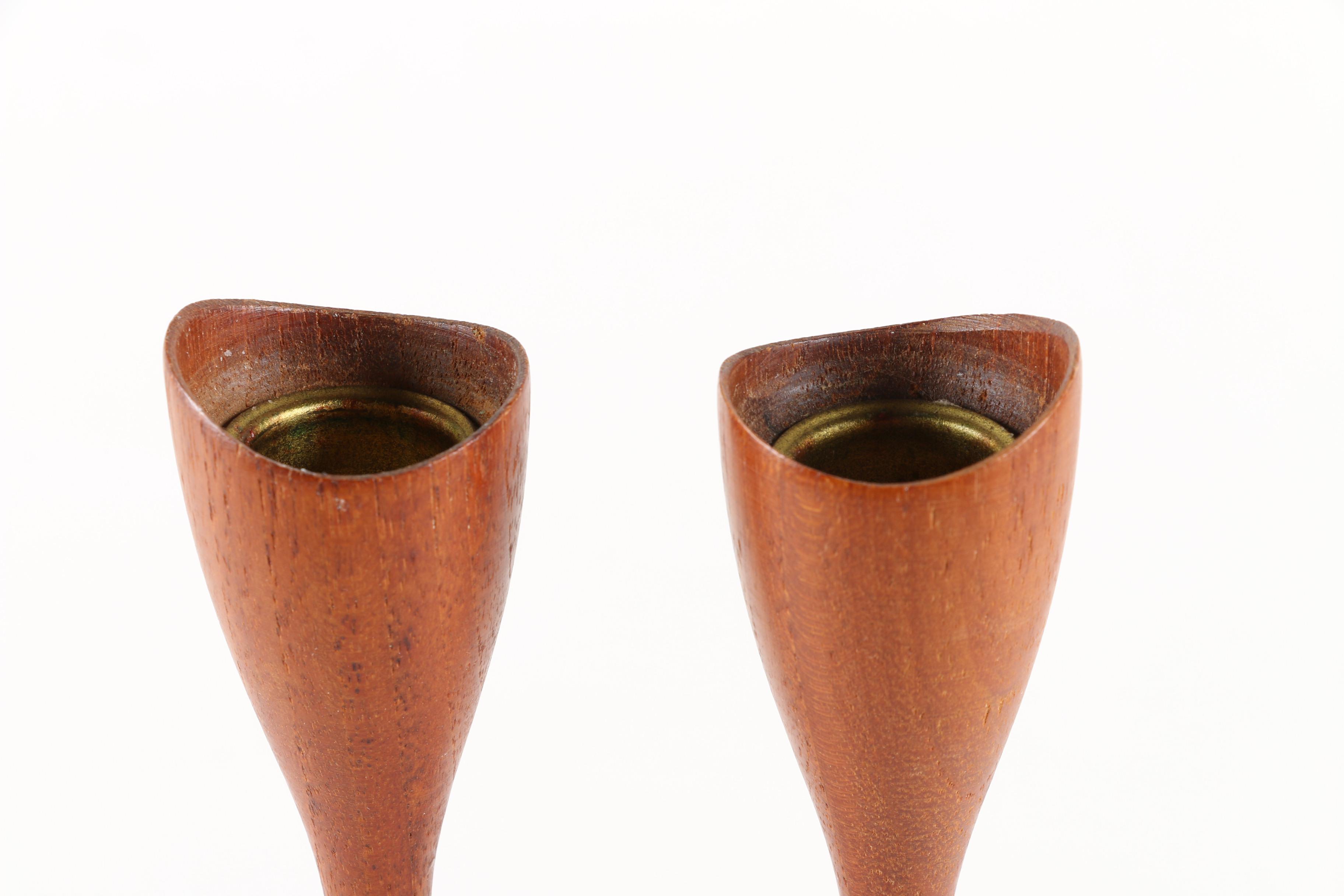 Danish Modern Weighted Wooden Candlesticks