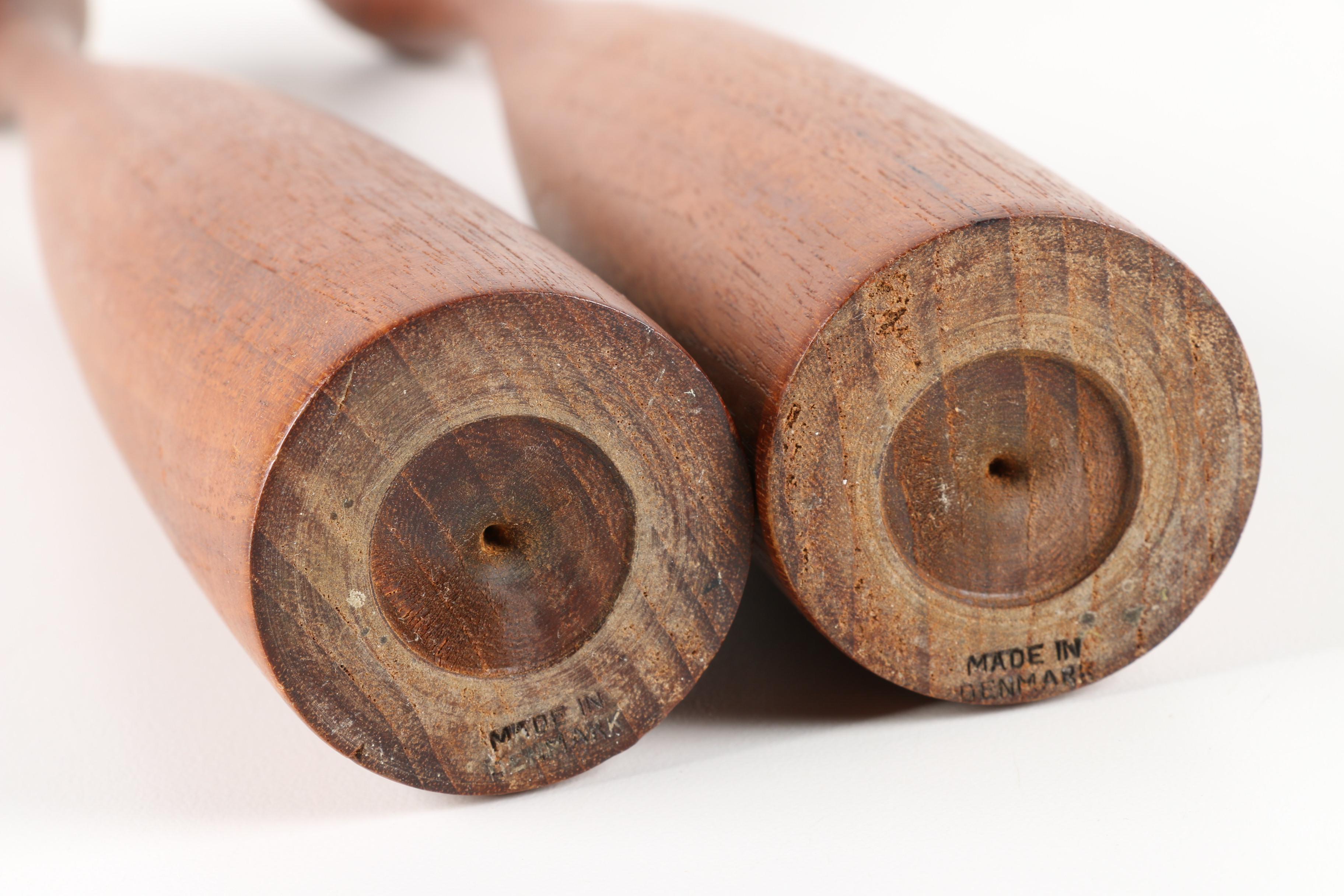 Danish Modern Weighted Wooden Candlesticks