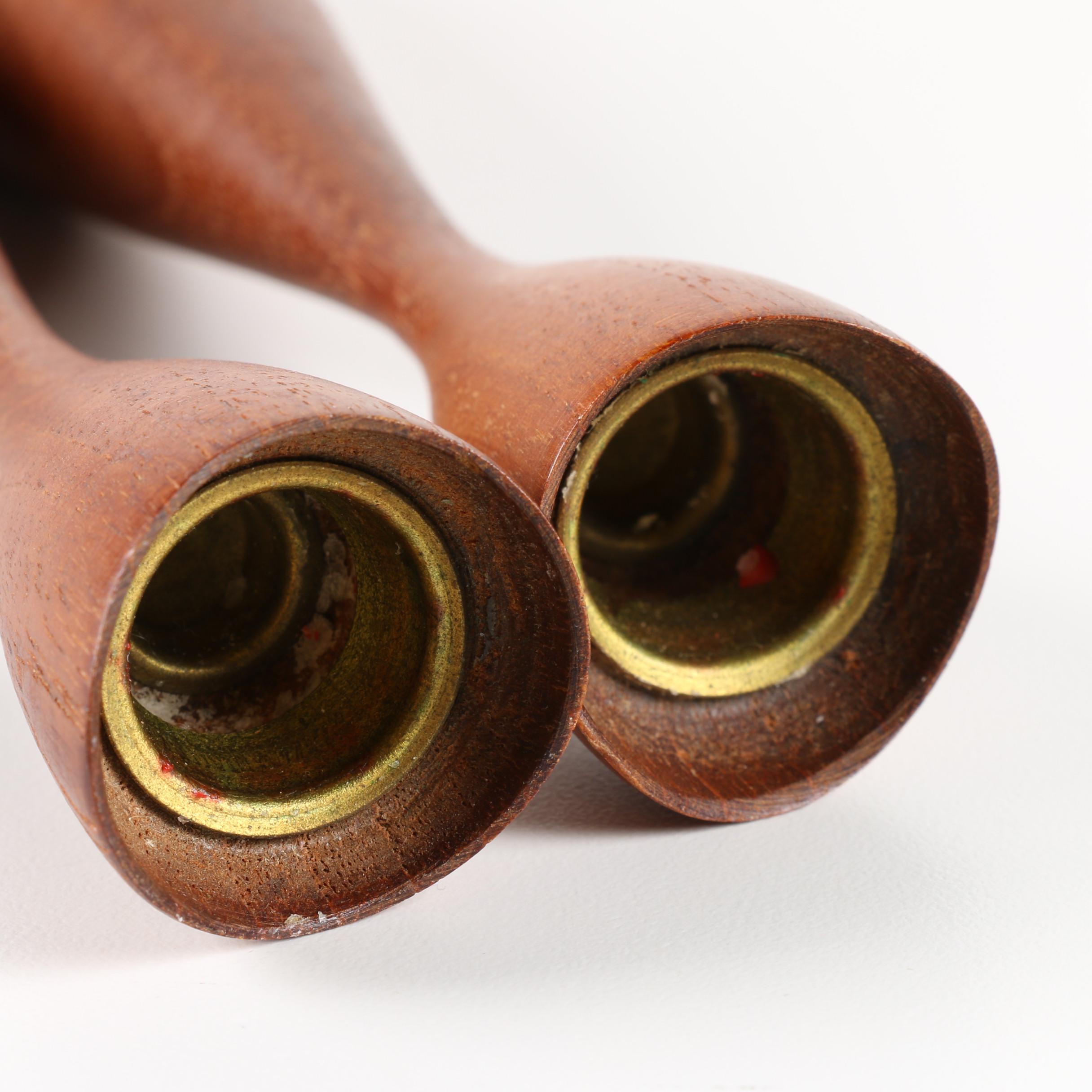 Danish Modern Weighted Wooden Candlesticks