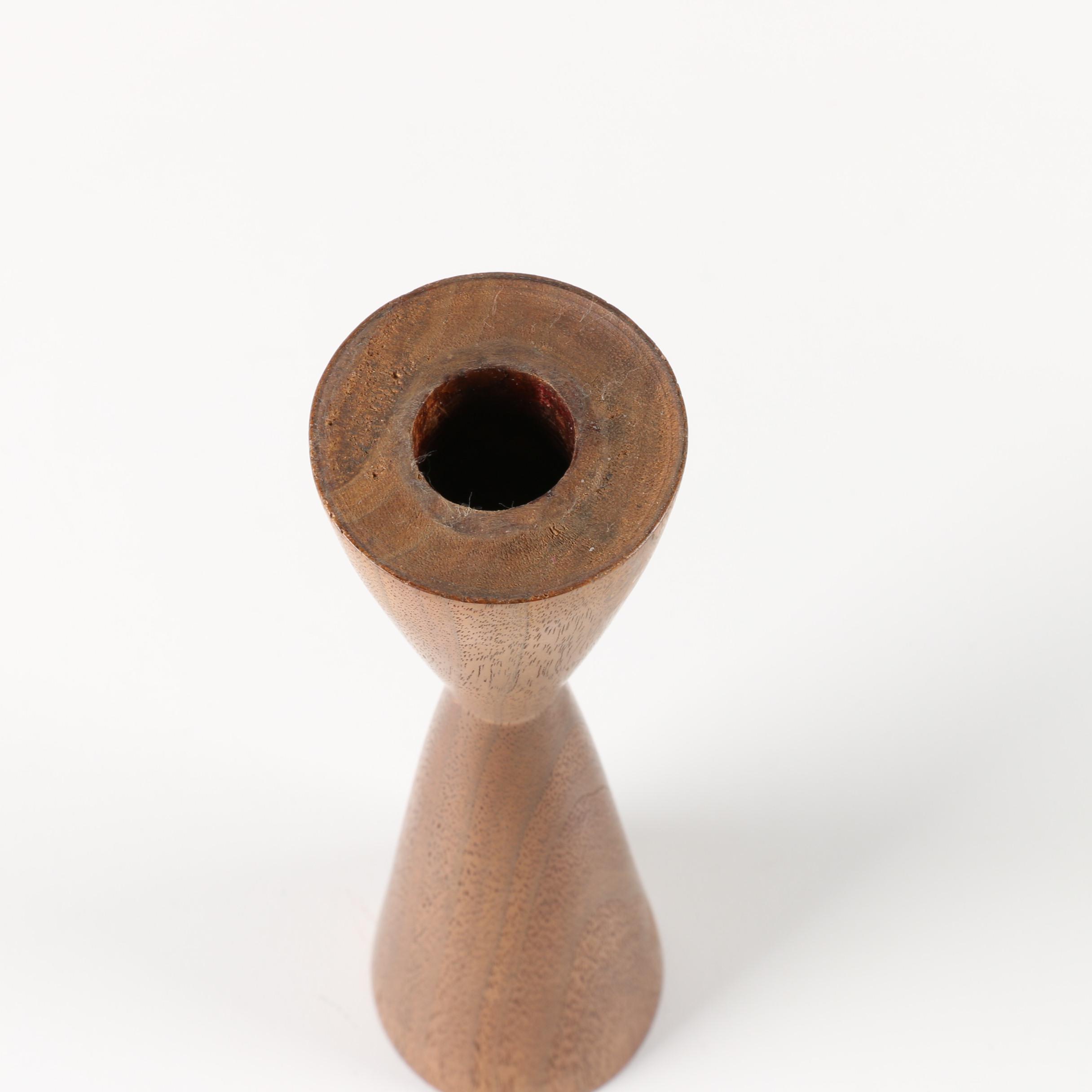 Danish Modern Weighted Wooden Candlesticks