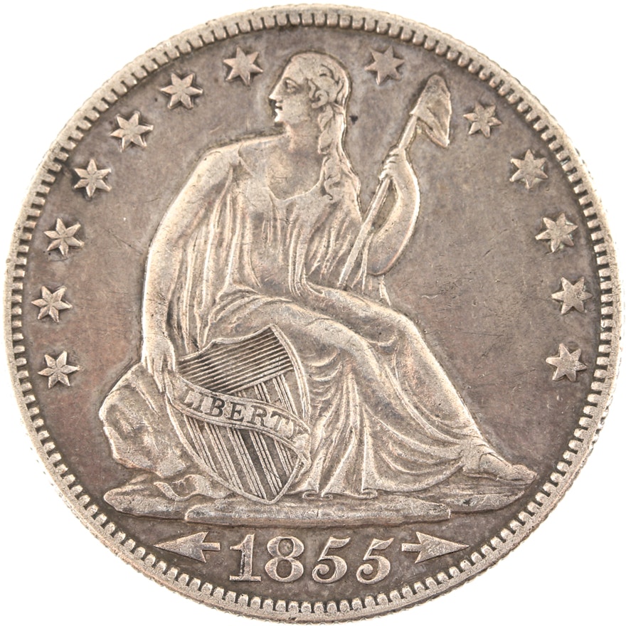 1855 O Liberty Seated Silver Half Dollar