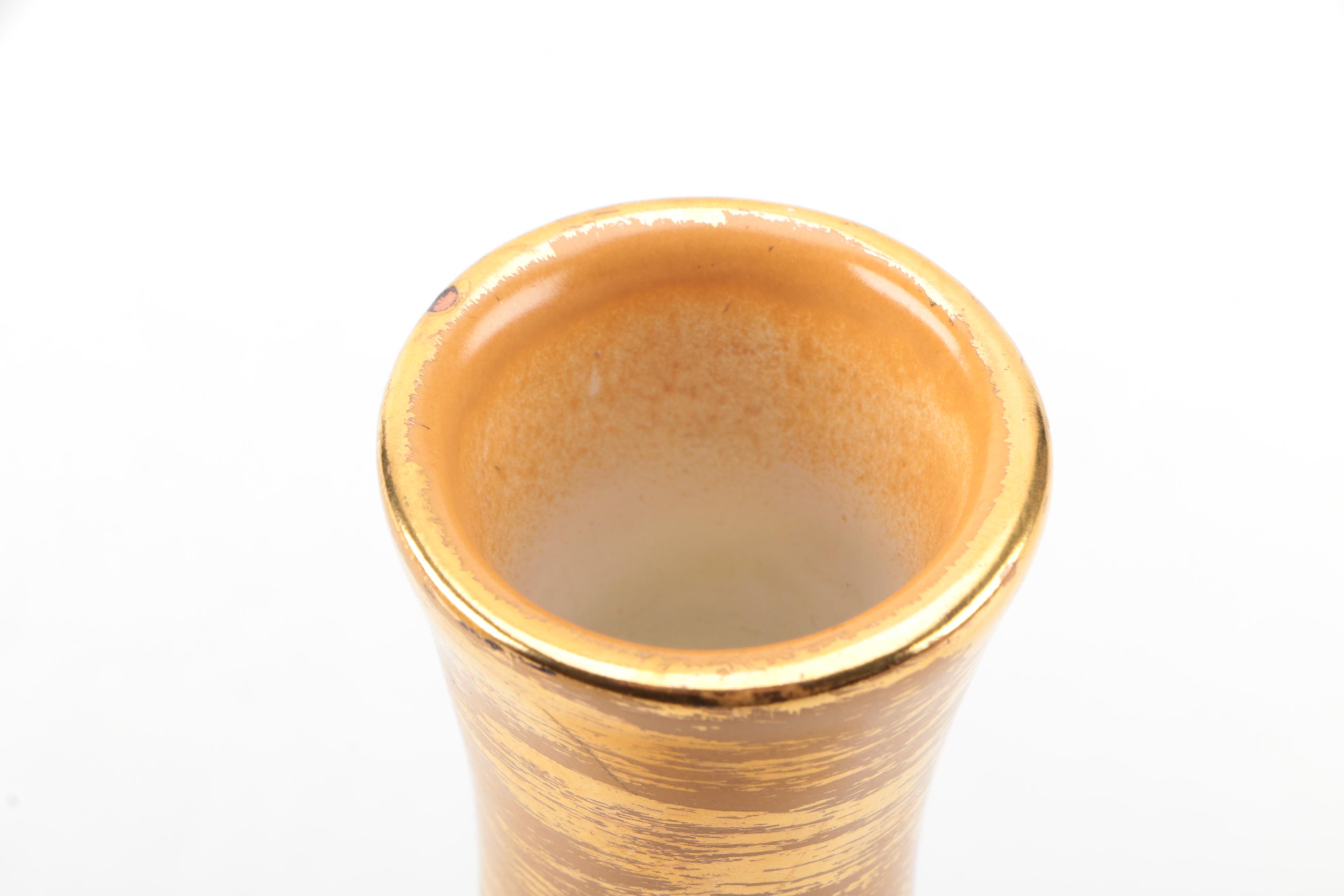 Stangl and Le Mieux Weeping Gold Pottery Vases