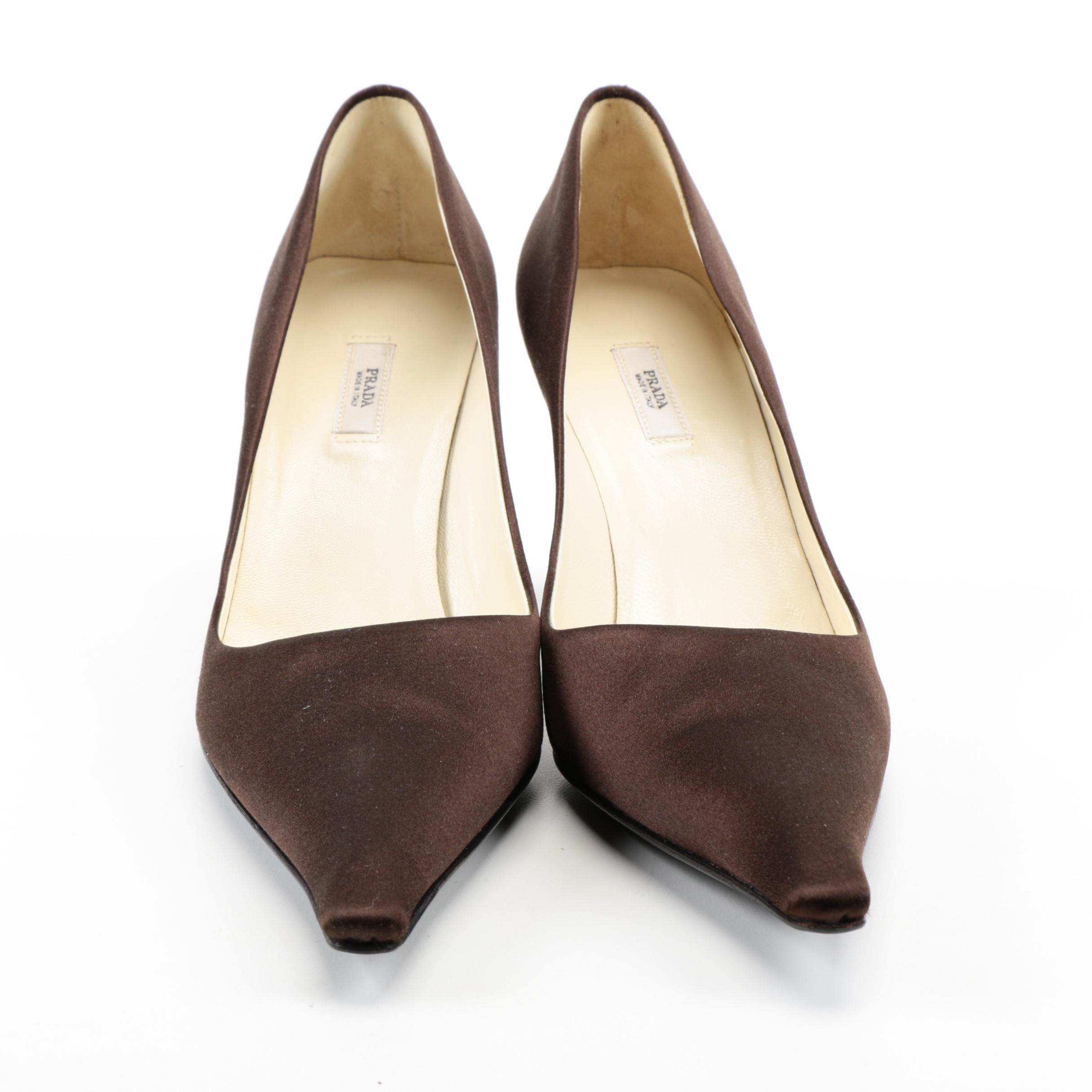 Prada Brown Satin Heels