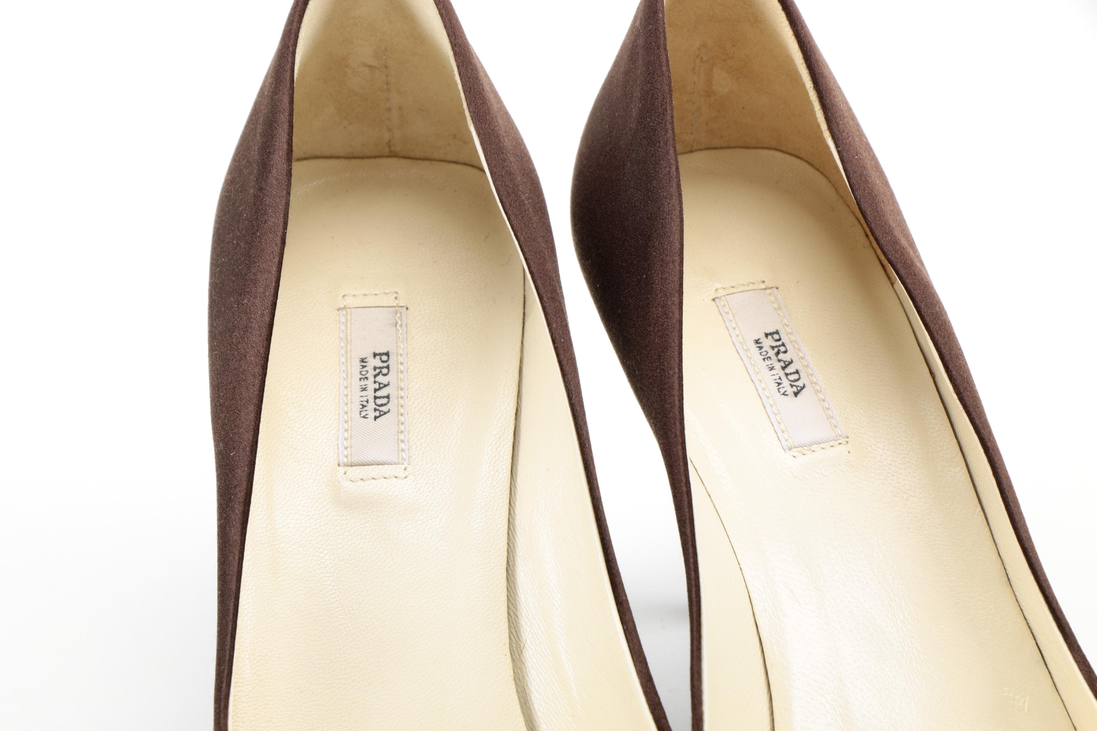 Prada Brown Satin Heels