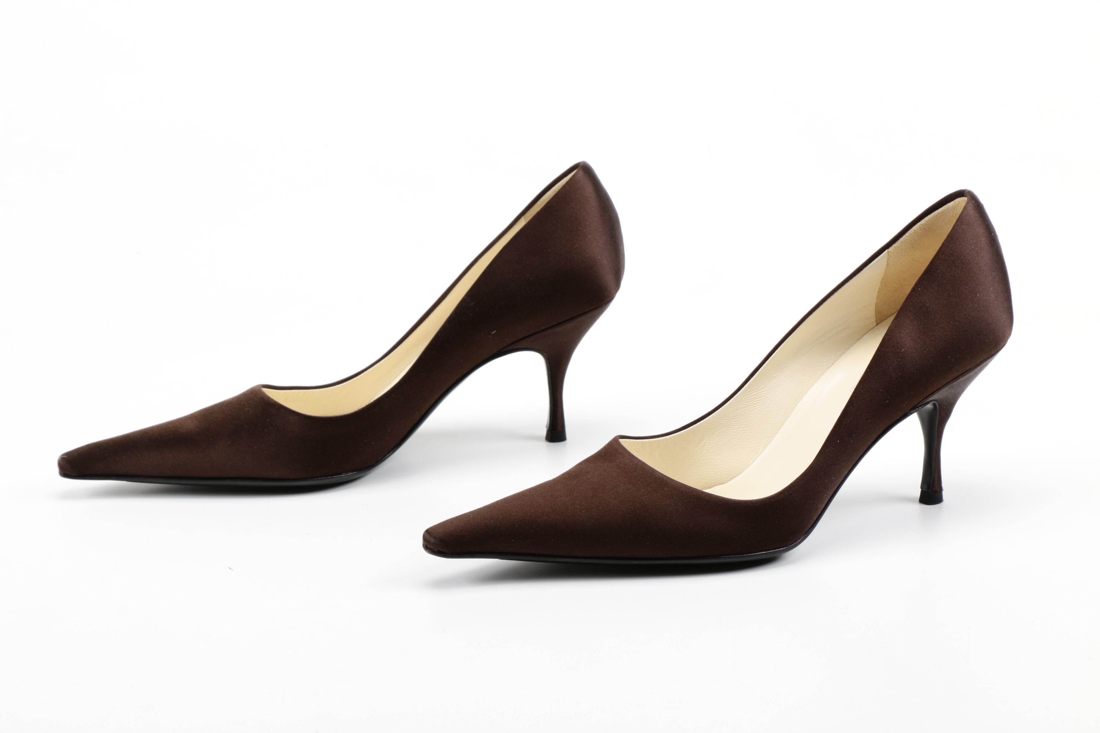 Prada Brown Satin Heels