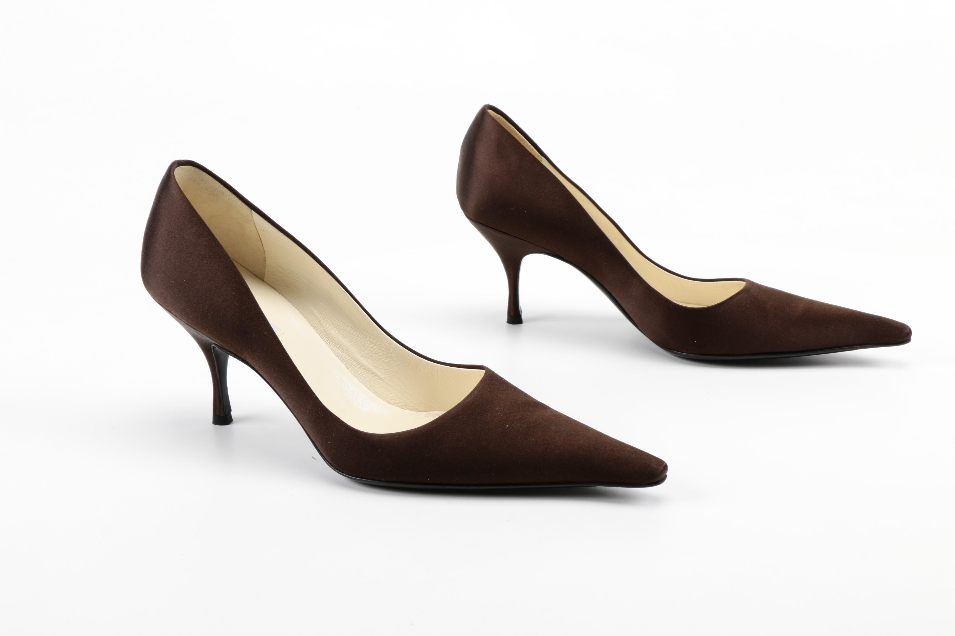 Prada Brown Satin Heels