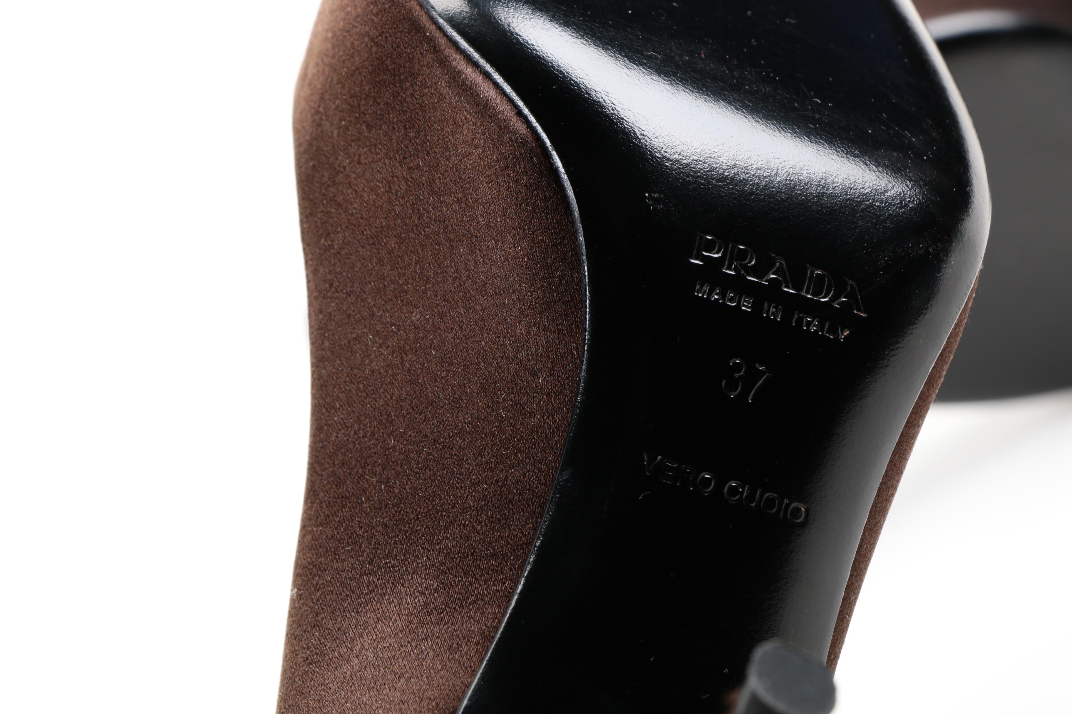 Prada Brown Satin Heels