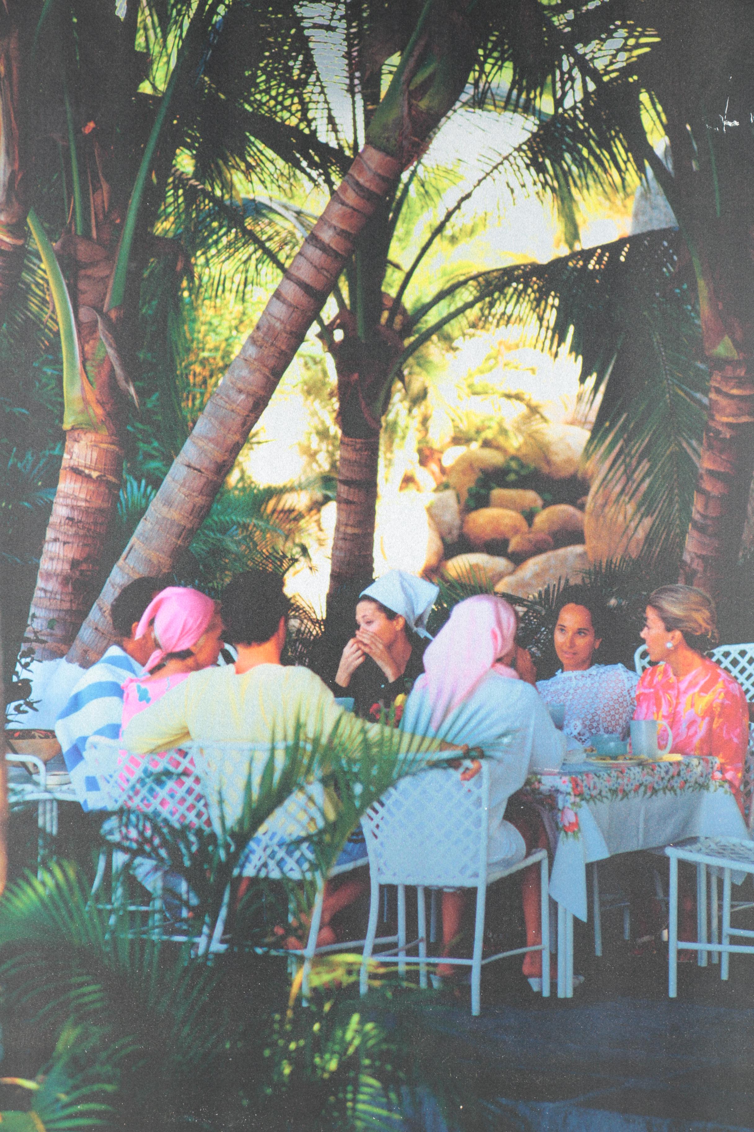 Reproduction Print Photograph on Metal After Slim Aarons' "Oberon’s Lunch"