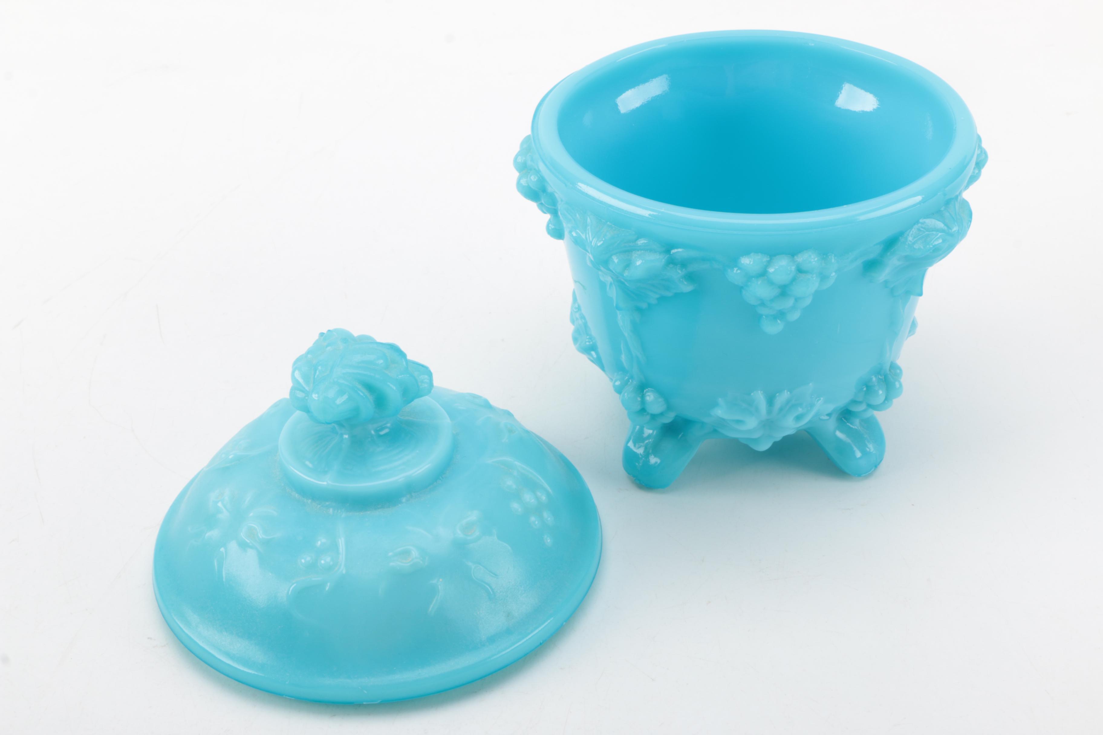 Vintage Indiana Glass Co. Vase and Lidded Candy Dishes