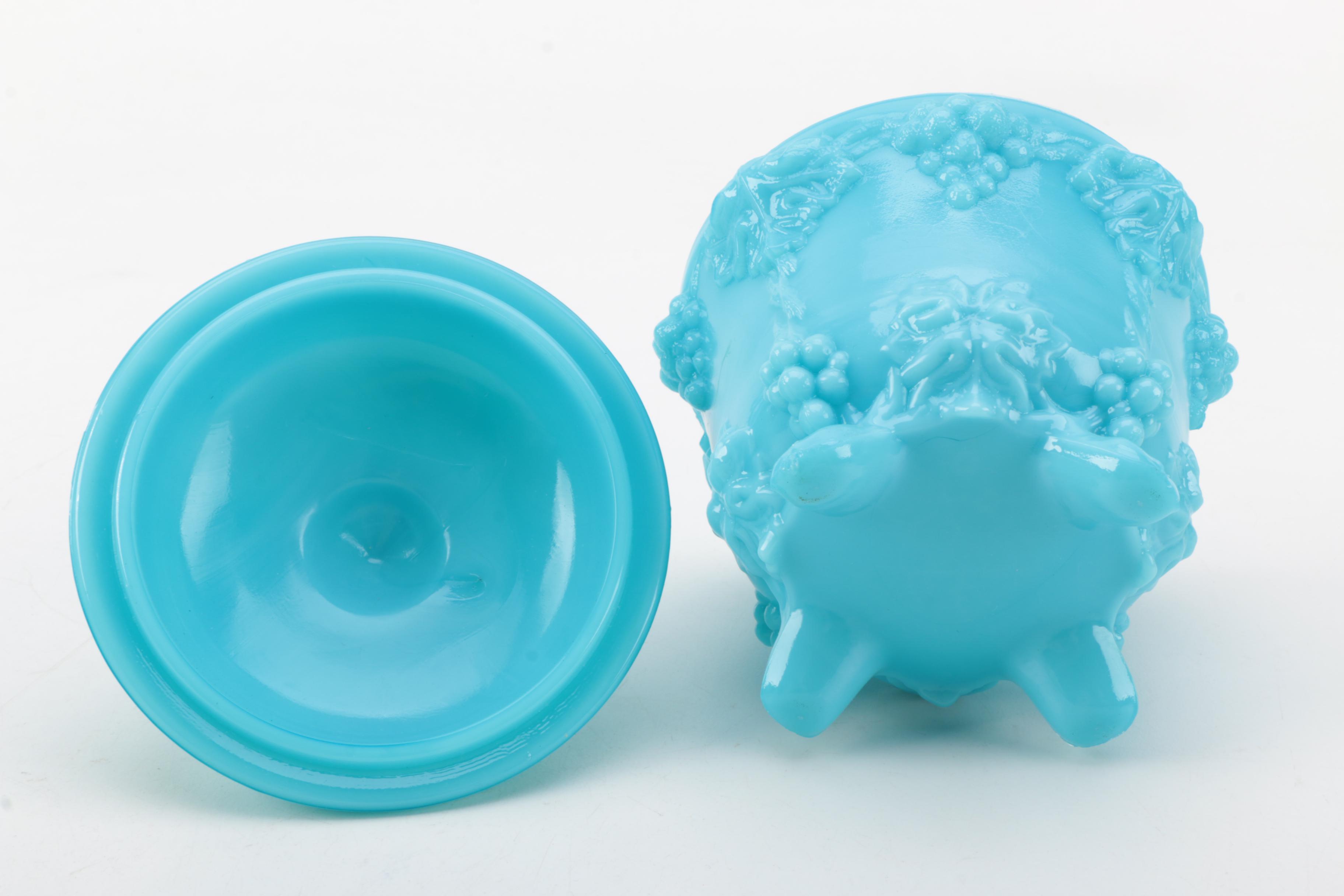 Vintage Indiana Glass Co. Vase and Lidded Candy Dishes