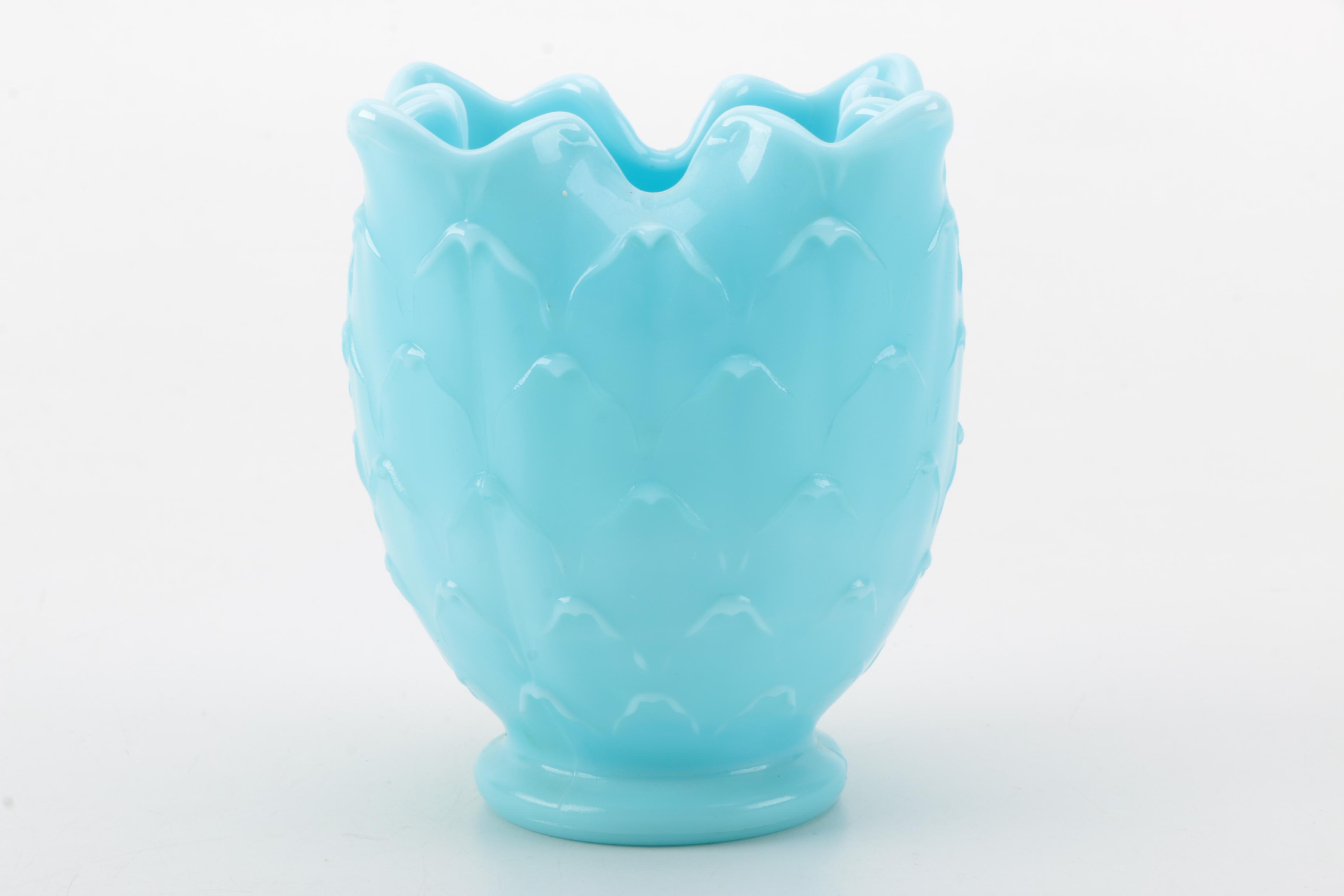 Vintage Indiana Glass Co. Vase and Lidded Candy Dishes