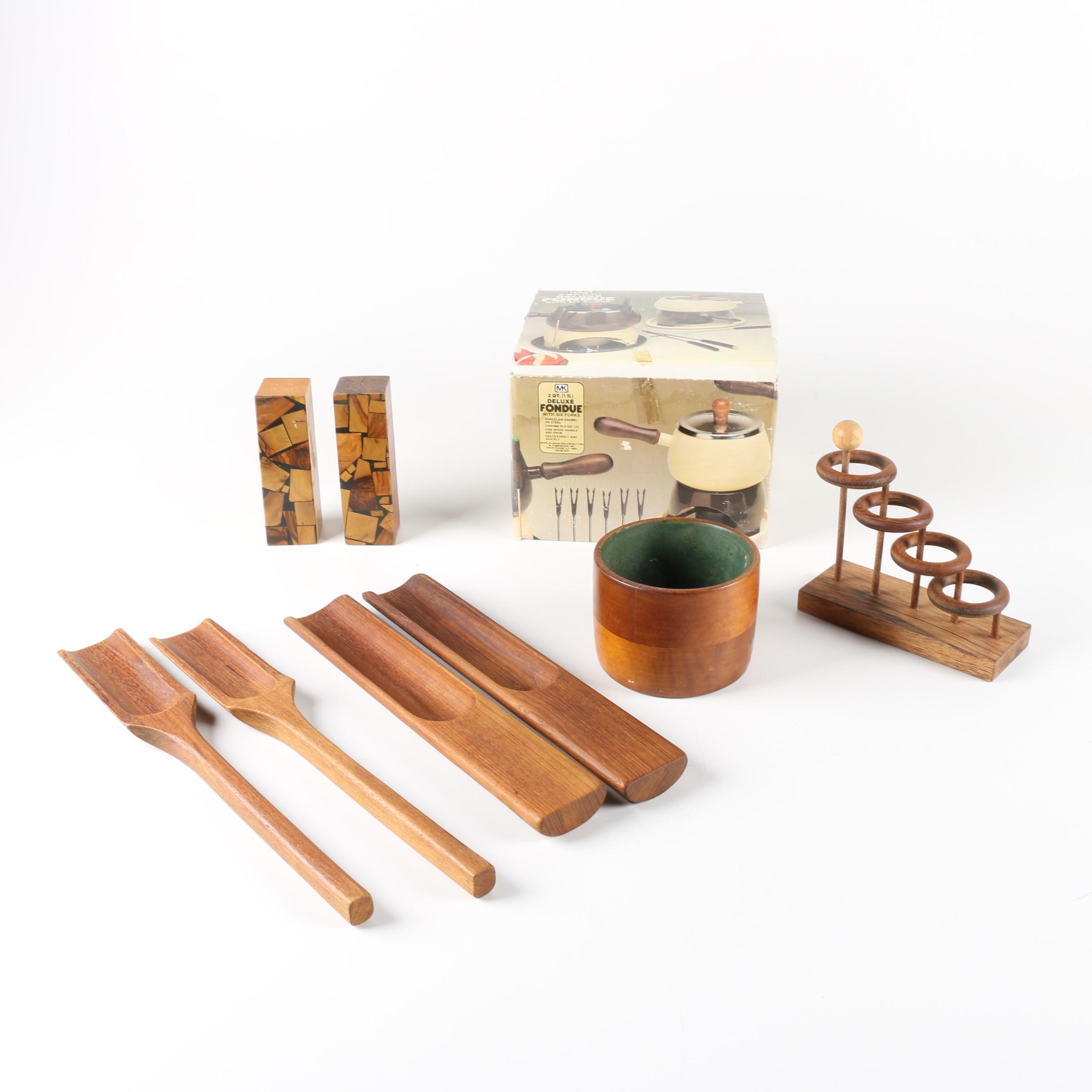 Vintage MK Fondue Set and Wood Decor