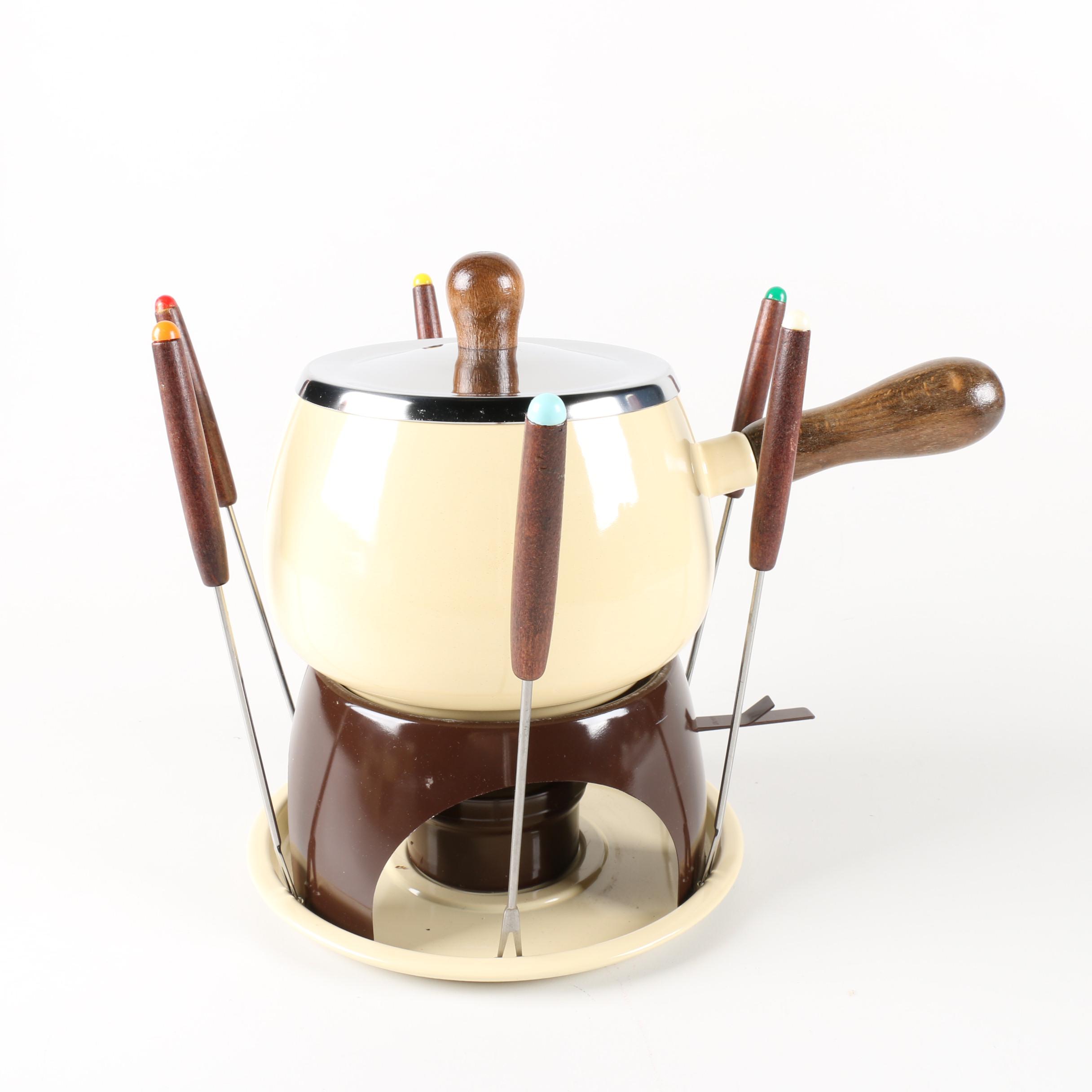 Vintage MK Fondue Set and Wood Decor