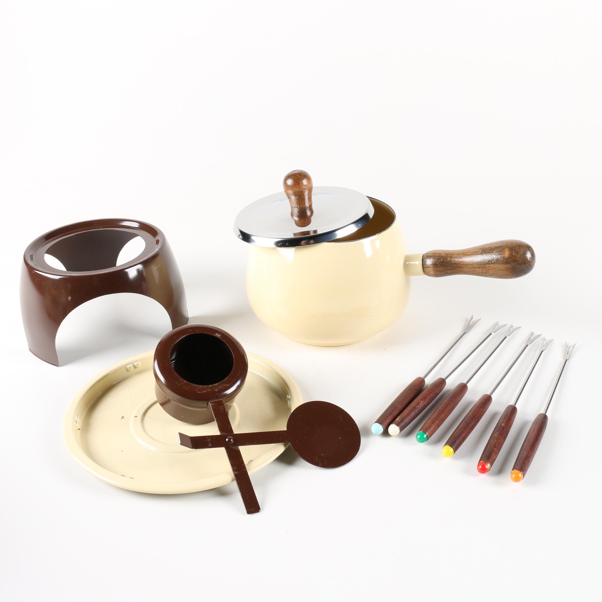 Vintage MK Fondue Set and Wood Decor
