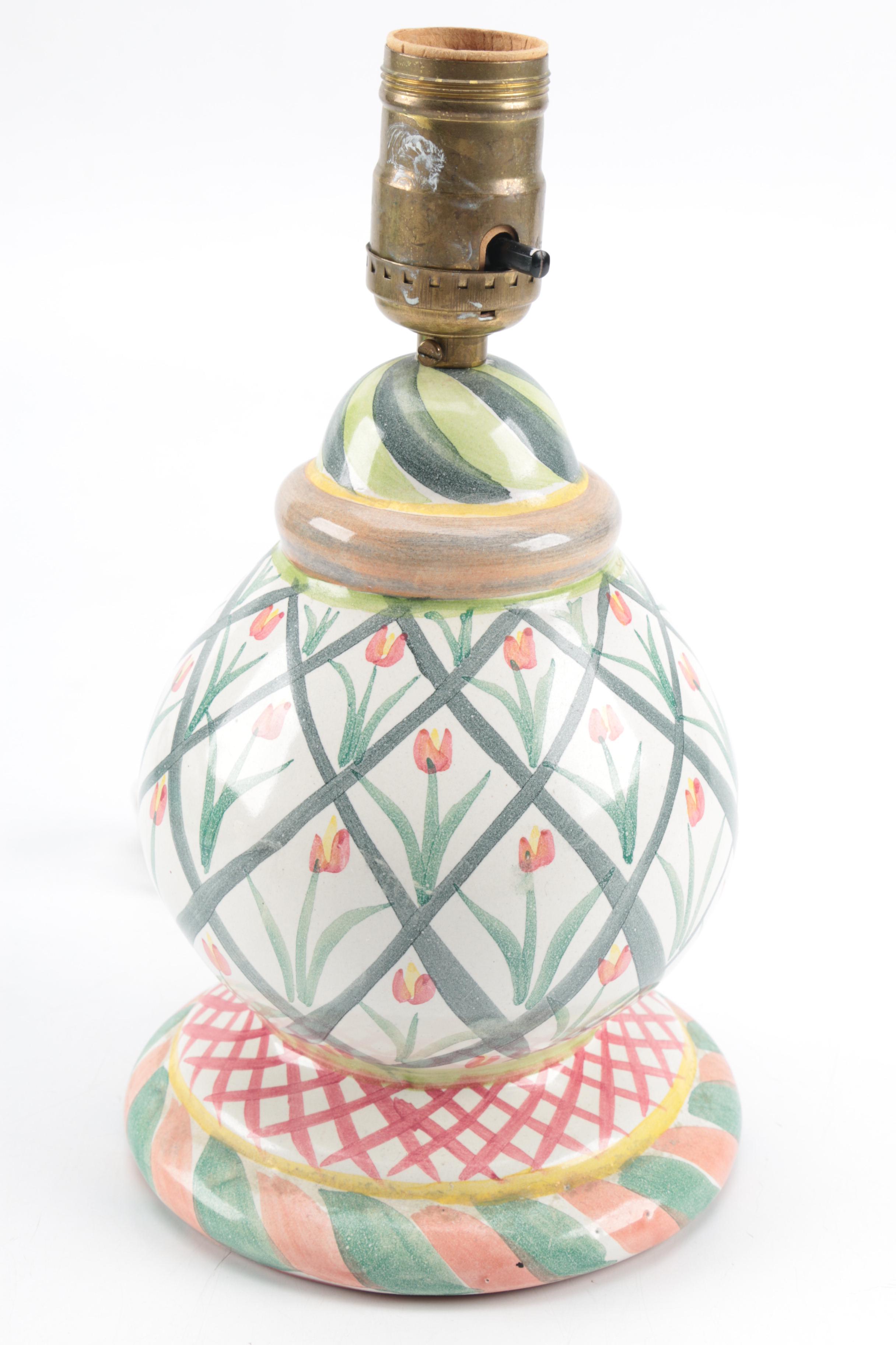 Mackenzie-Childs Hand-Painted Ceramic Tulip Lamps