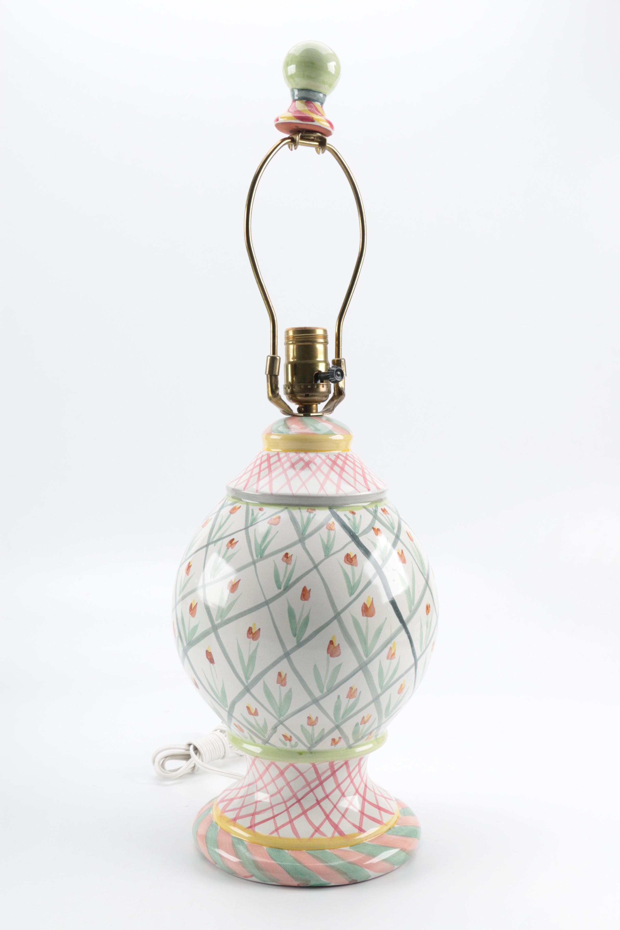 Mackenzie-Childs Hand-Painted Ceramic Tulip Lamps