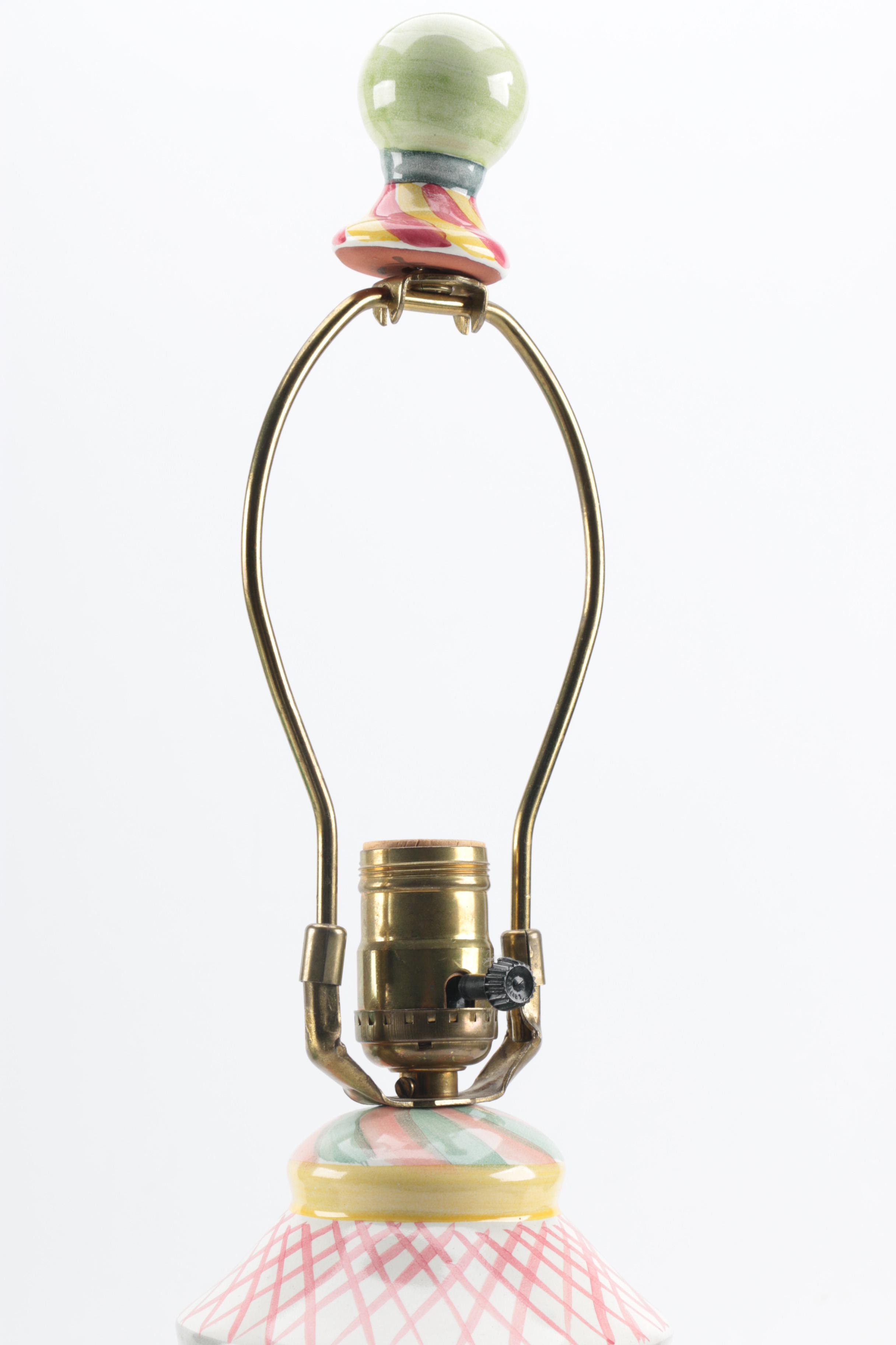Mackenzie-Childs Hand-Painted Ceramic Tulip Lamps